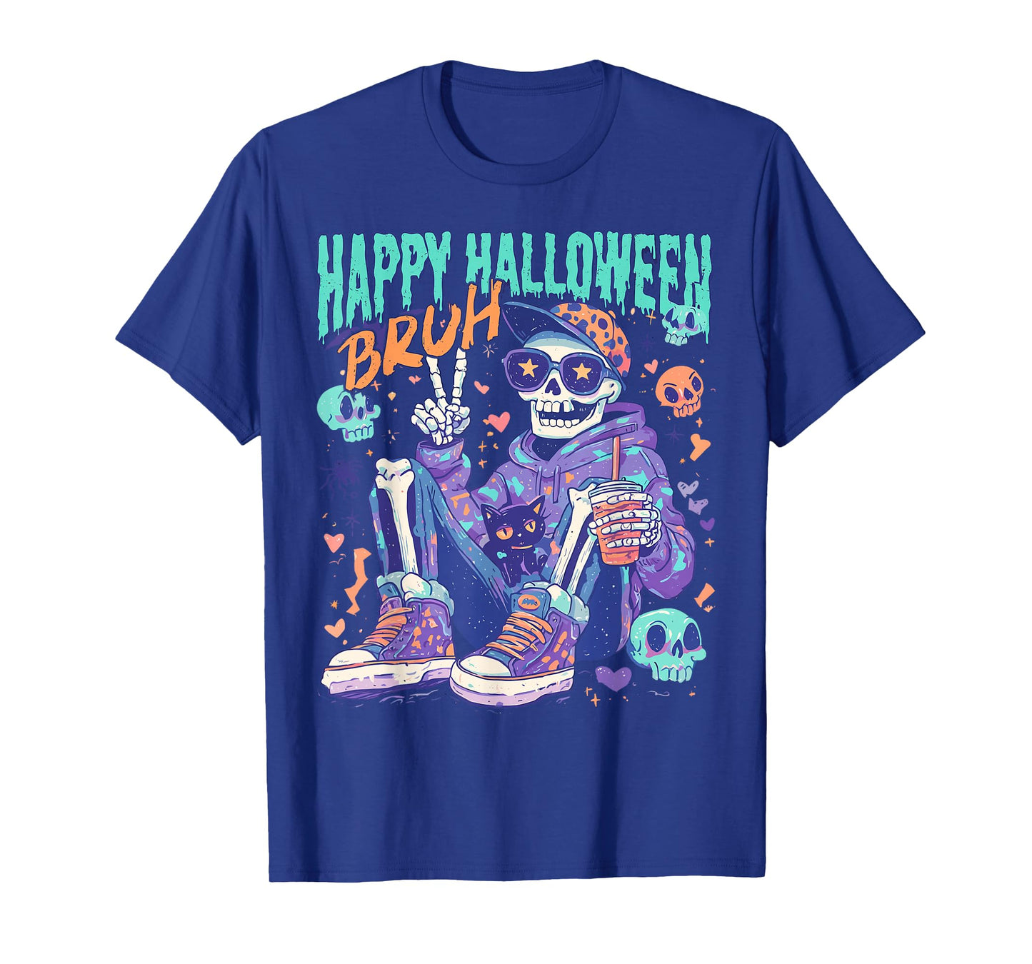 Happy Halloween Bruh Halloween Skeleton Spooky Vibes Boys T-Shirt