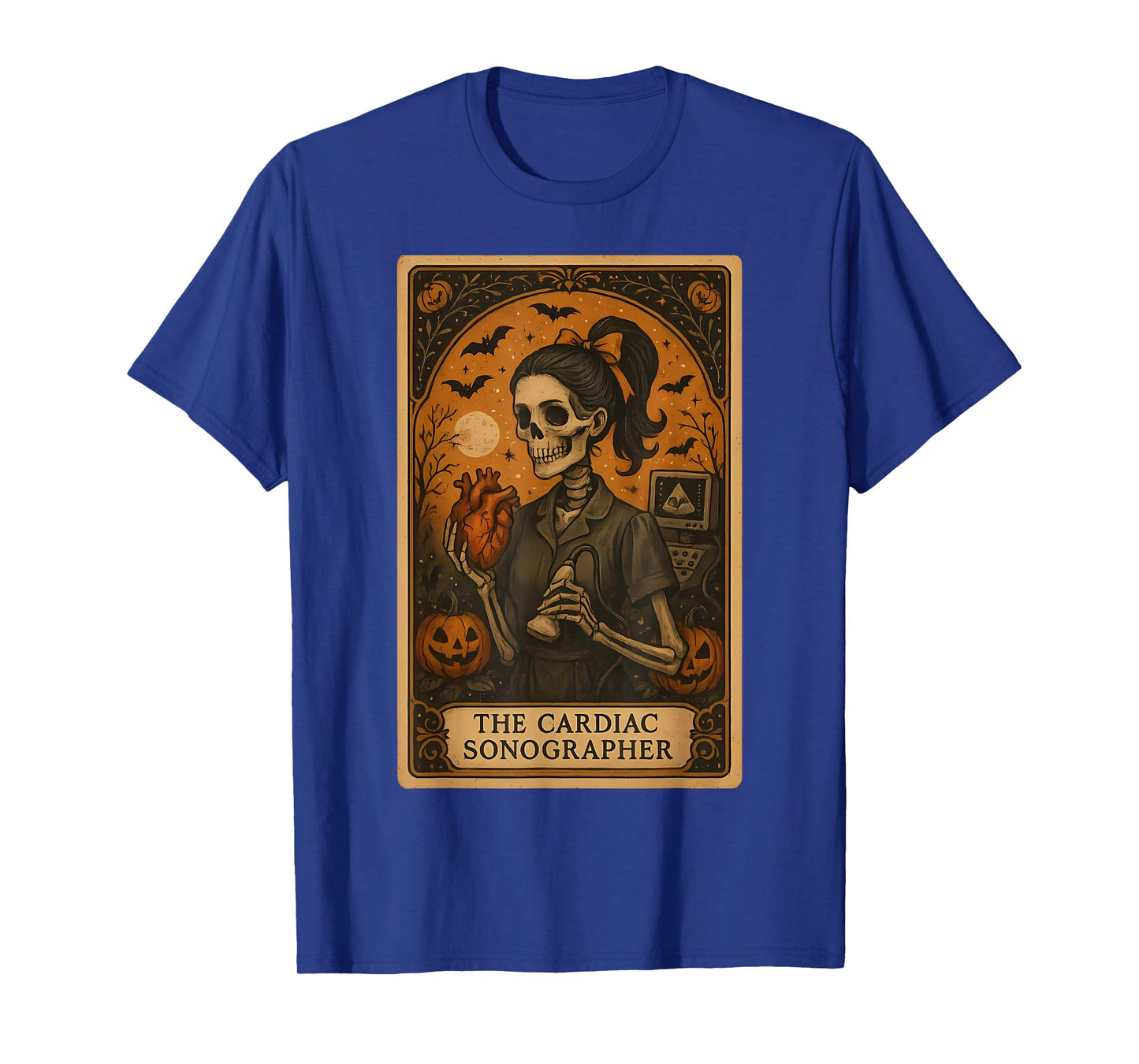Halloween Cardiac Sonographer Tarot Card Skeleton Witchy T-Shirt