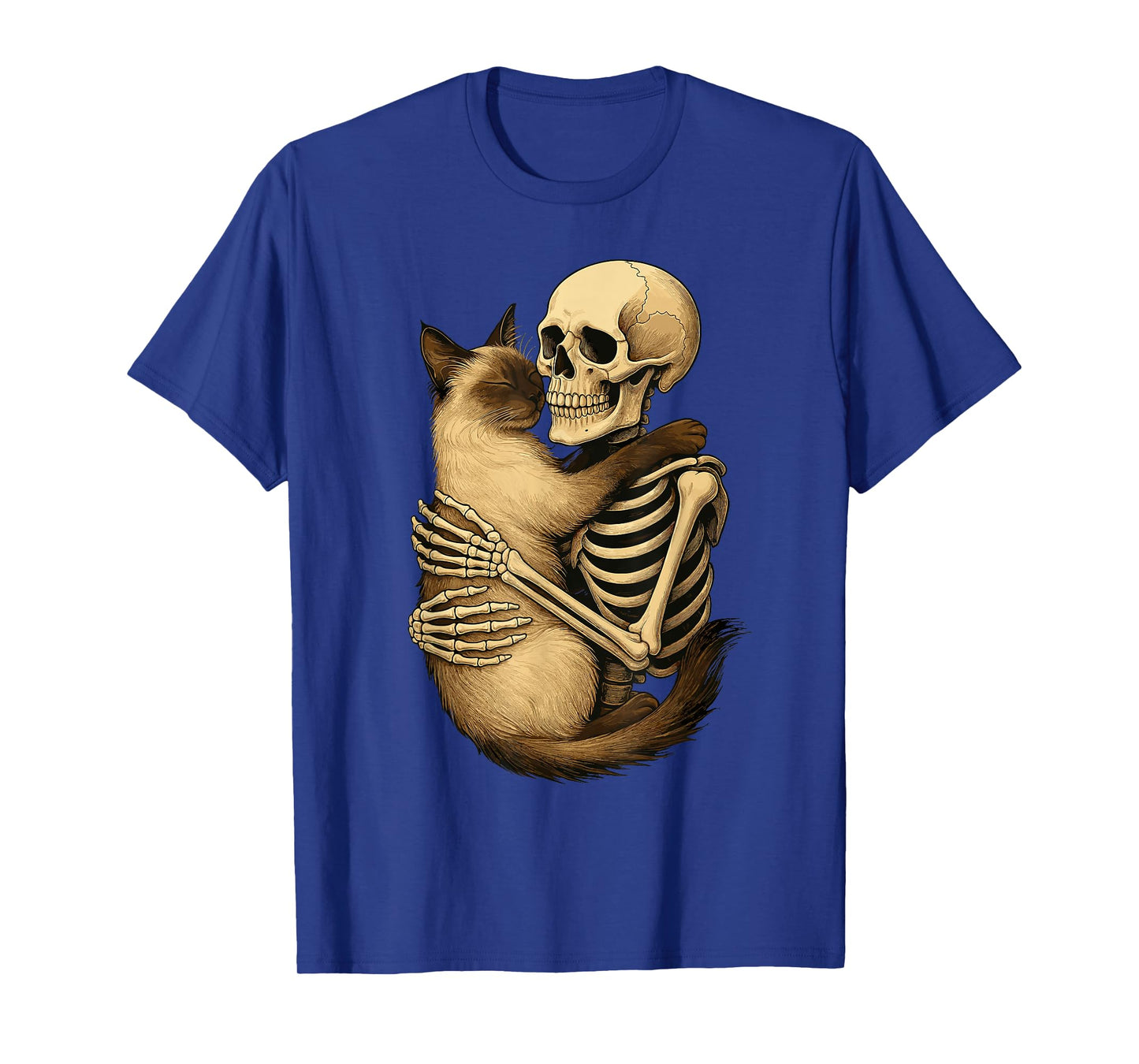 Skeleton Hugging Balinese Cat T-Shirt