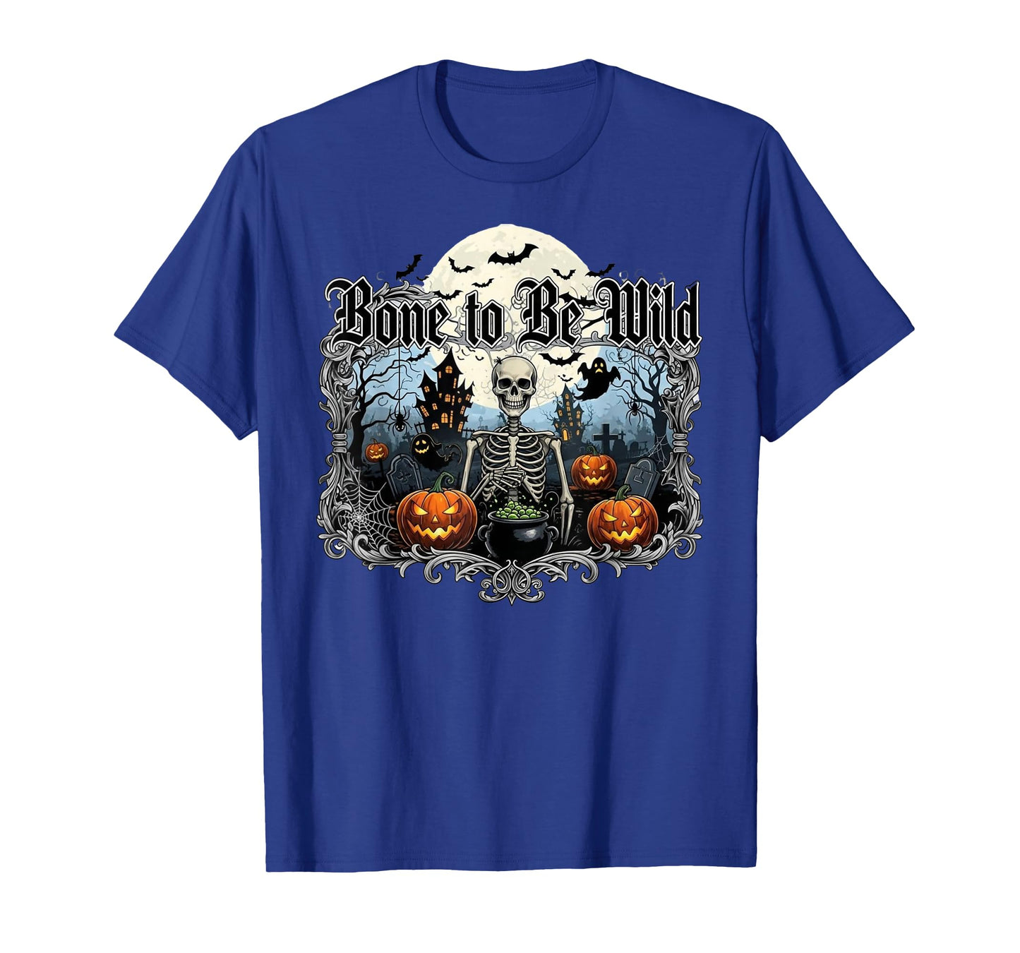 Bone to Be Wild Halloween Skeleton Apparel Spooky Rock T-Shirt