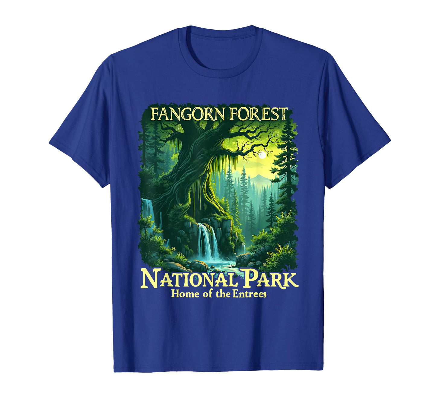 Mythical Forest Adventures Costume Fangorn Forest National Park Home of the Entrees Graphic T-Shirt - Unisex-Adult, Black, Small, Short Sleeve
