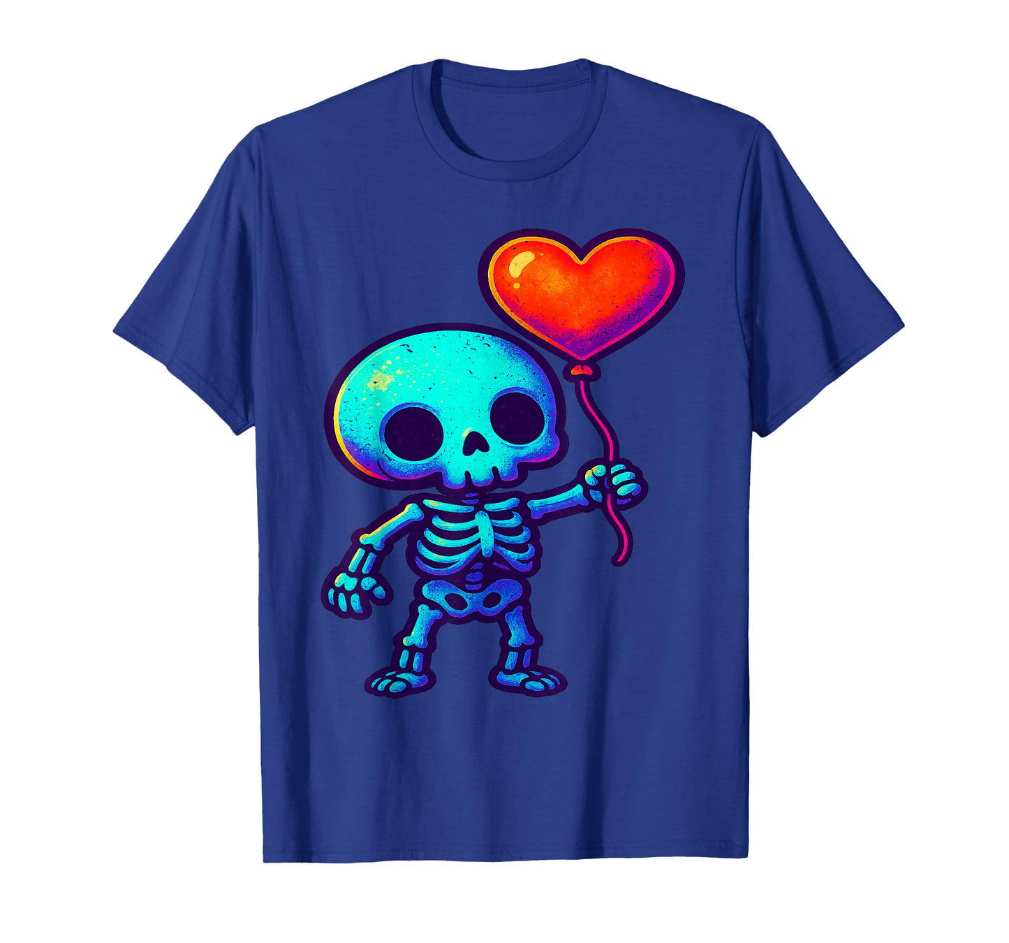 Cute Skeleton Skull with Heart Balloon Love Romantic Kawaii T-Shirt