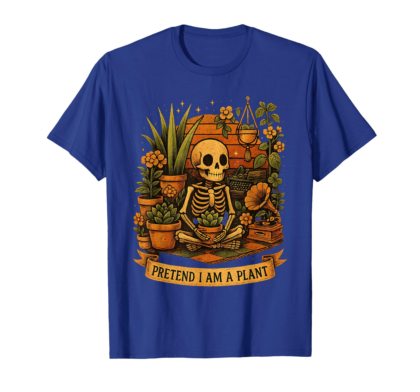 Funny Pretend I'm A Plant Halloween Skeleton Gardening Humor T-Shirt