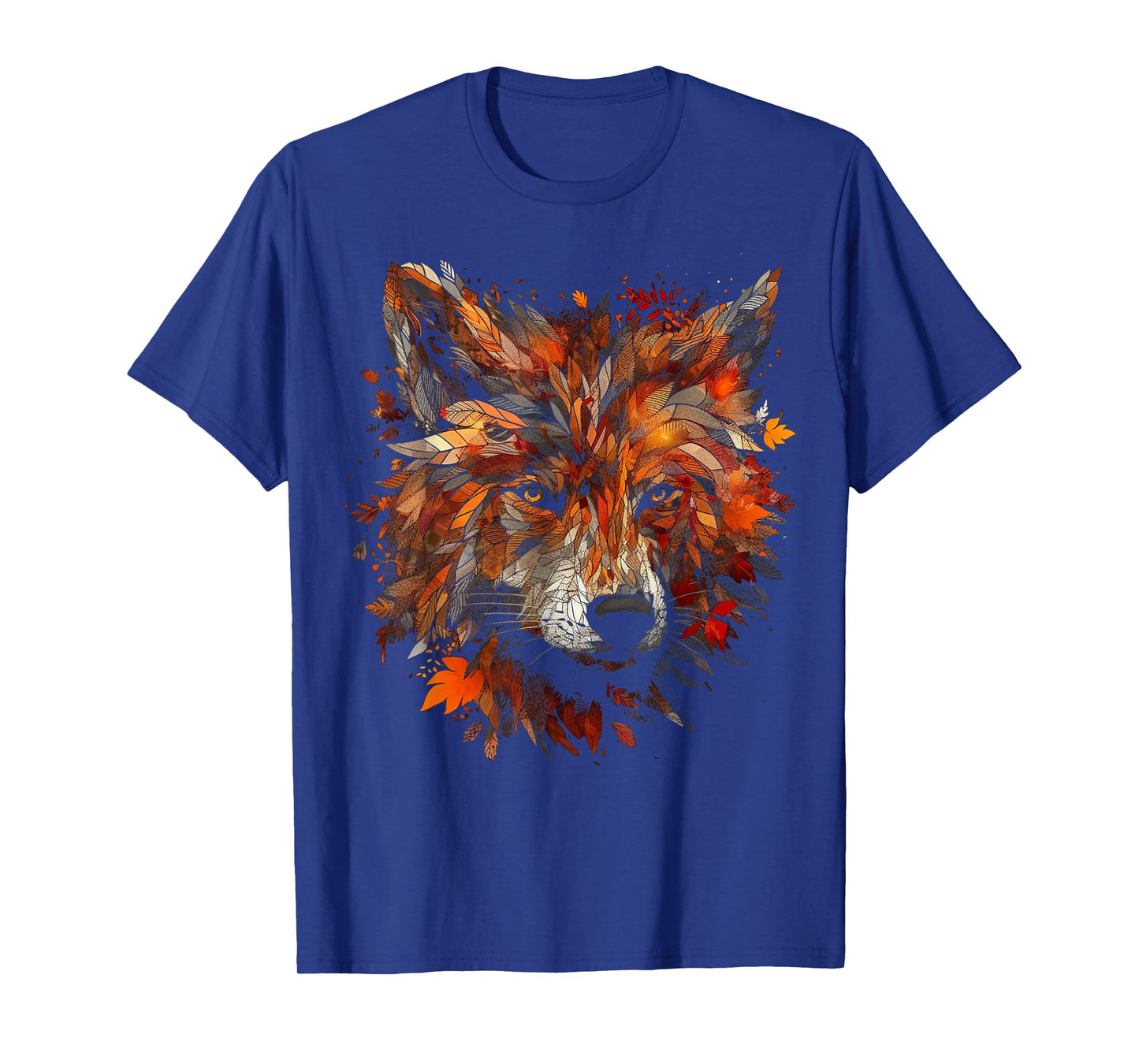 Wolf Autumn Leaves - Animal Art Motif Wolf T-Shirt