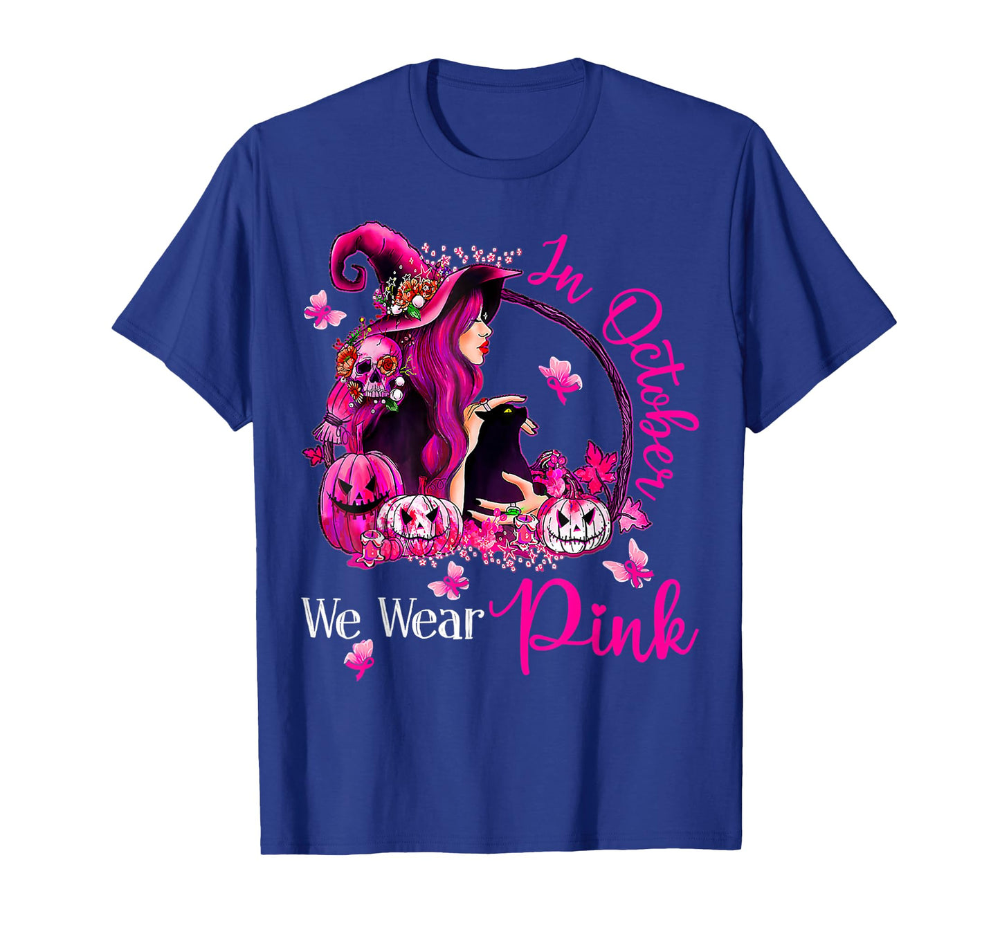 Breast Cancer Witches In October We Wear Pink Autumn Fall T-Shirt