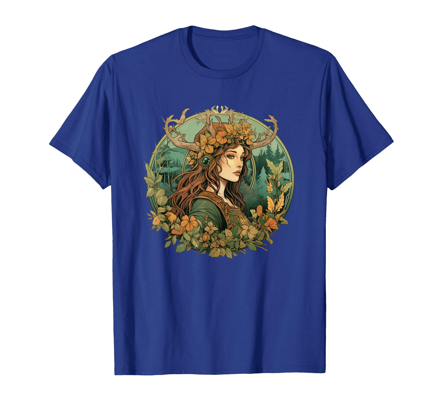 Art Nouveau Female Druid Adventurer Wanderer Nature Roleplay T-Shirt