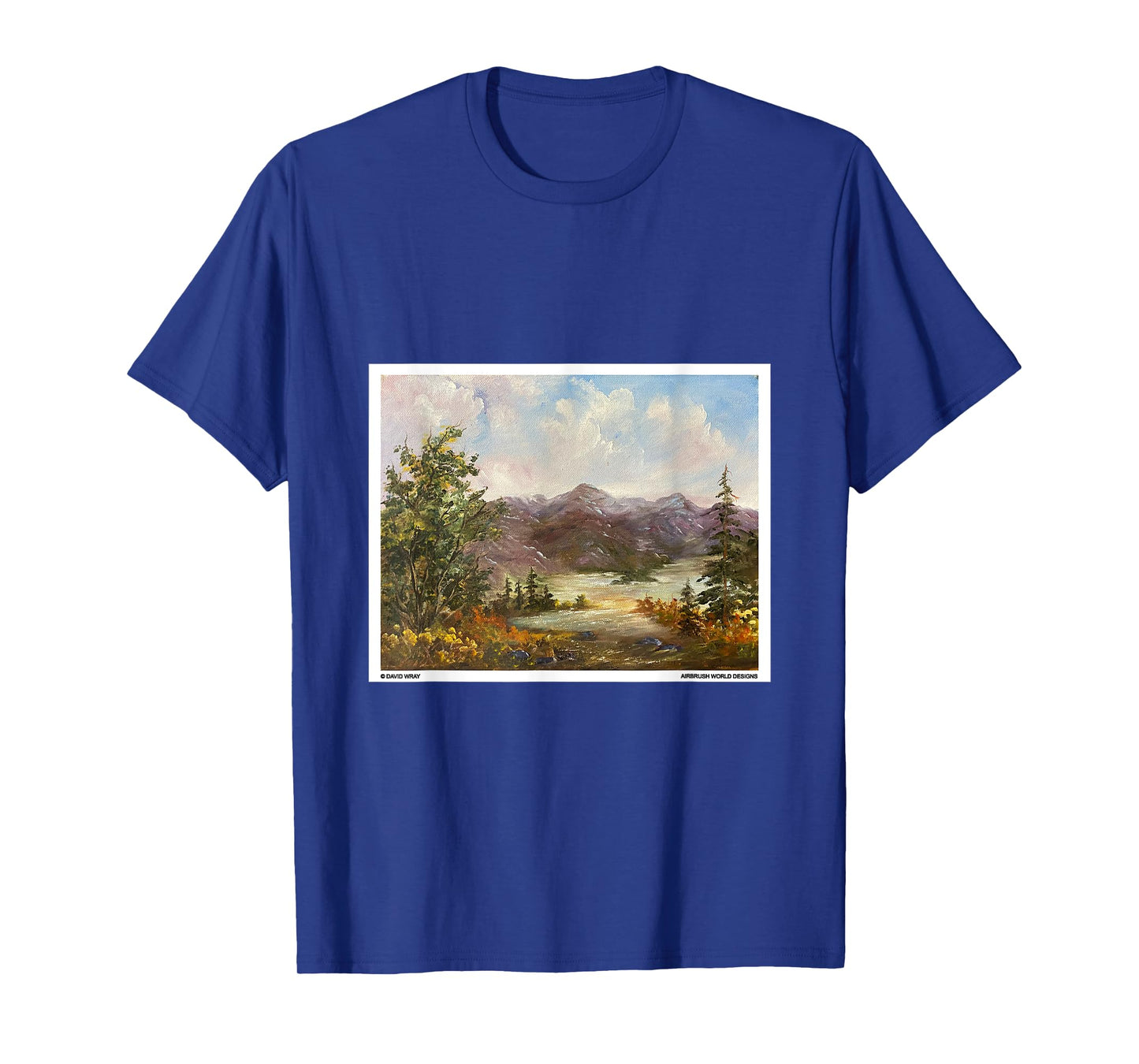 Mountains Through The Trees Nature Landscape Oil Painting T-Shirt