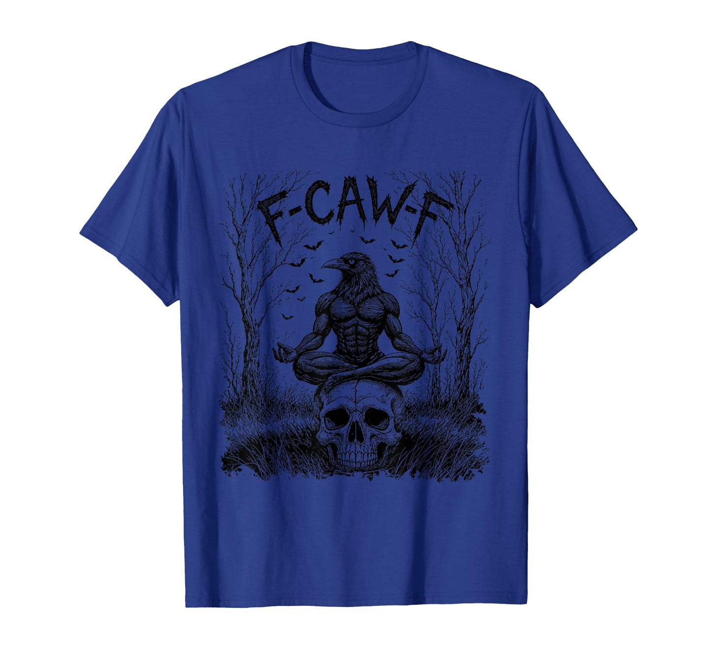 Retro F-Caw-F Saying Meme Black Crow Yoga Seated Meditation T-Shirt