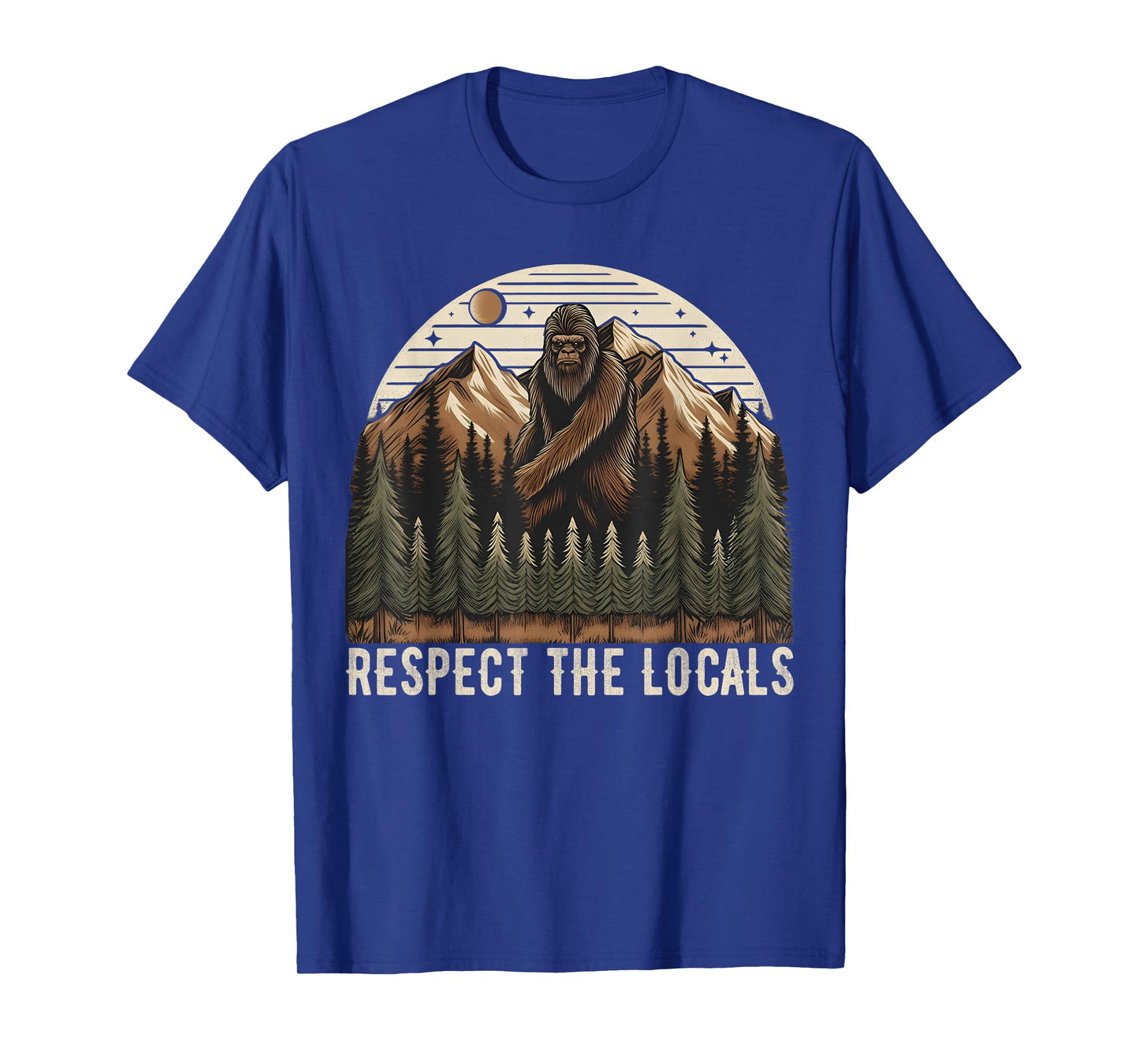 Vintage Respect the Locals Hiking Camping Climbing Bigfoot T-Shirt