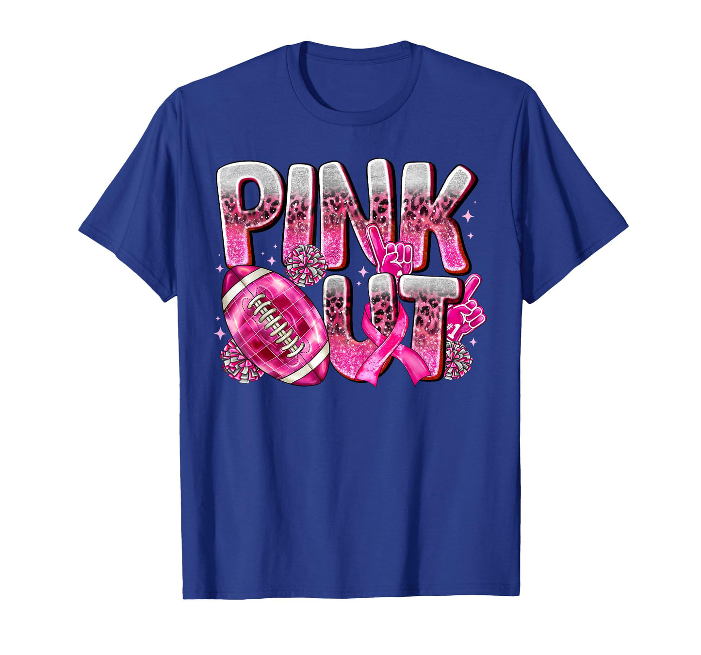 Pink Out American Football Ribbon Breast Cancer Awareness T-Shirt
