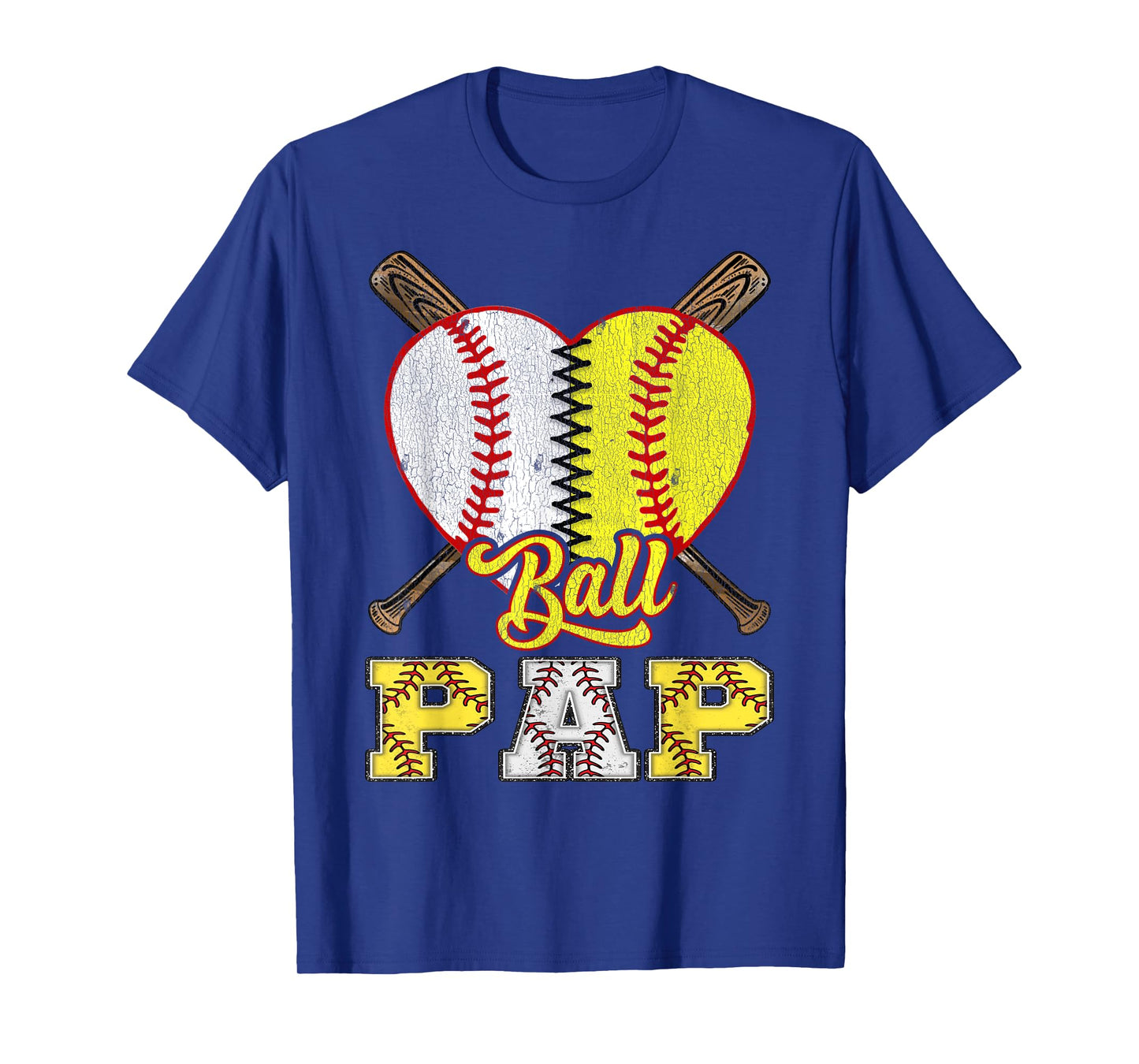 Pap Of Both Ball Pap Half Baseball Softball T-Shirt