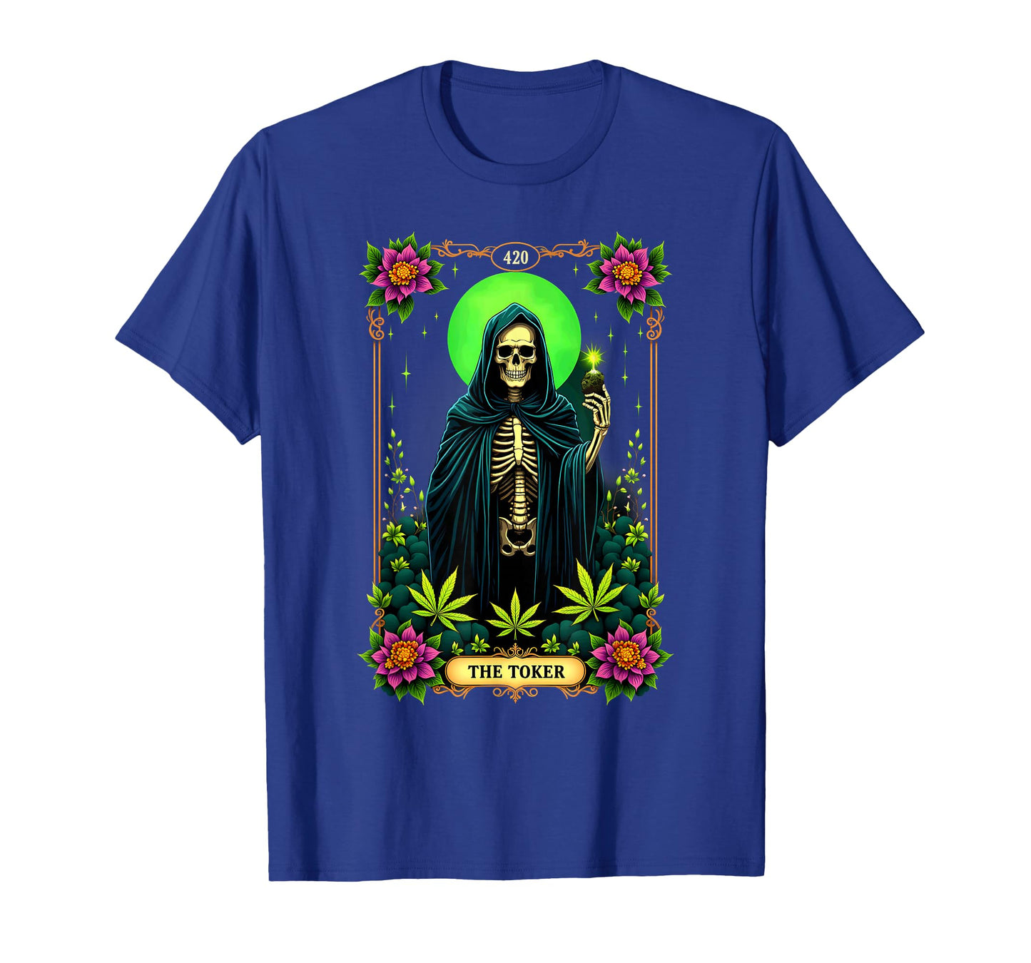 Tarot Card The Toker Cannabis Stoner Skeleton Halloween T-Shirt