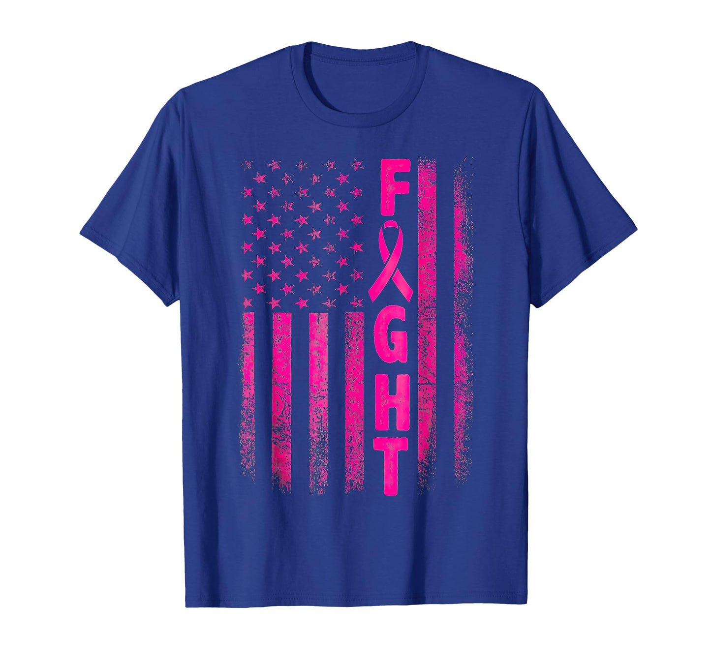 Fight Breast Survivor American Flag Breast Cancer Awareness T-Shirt