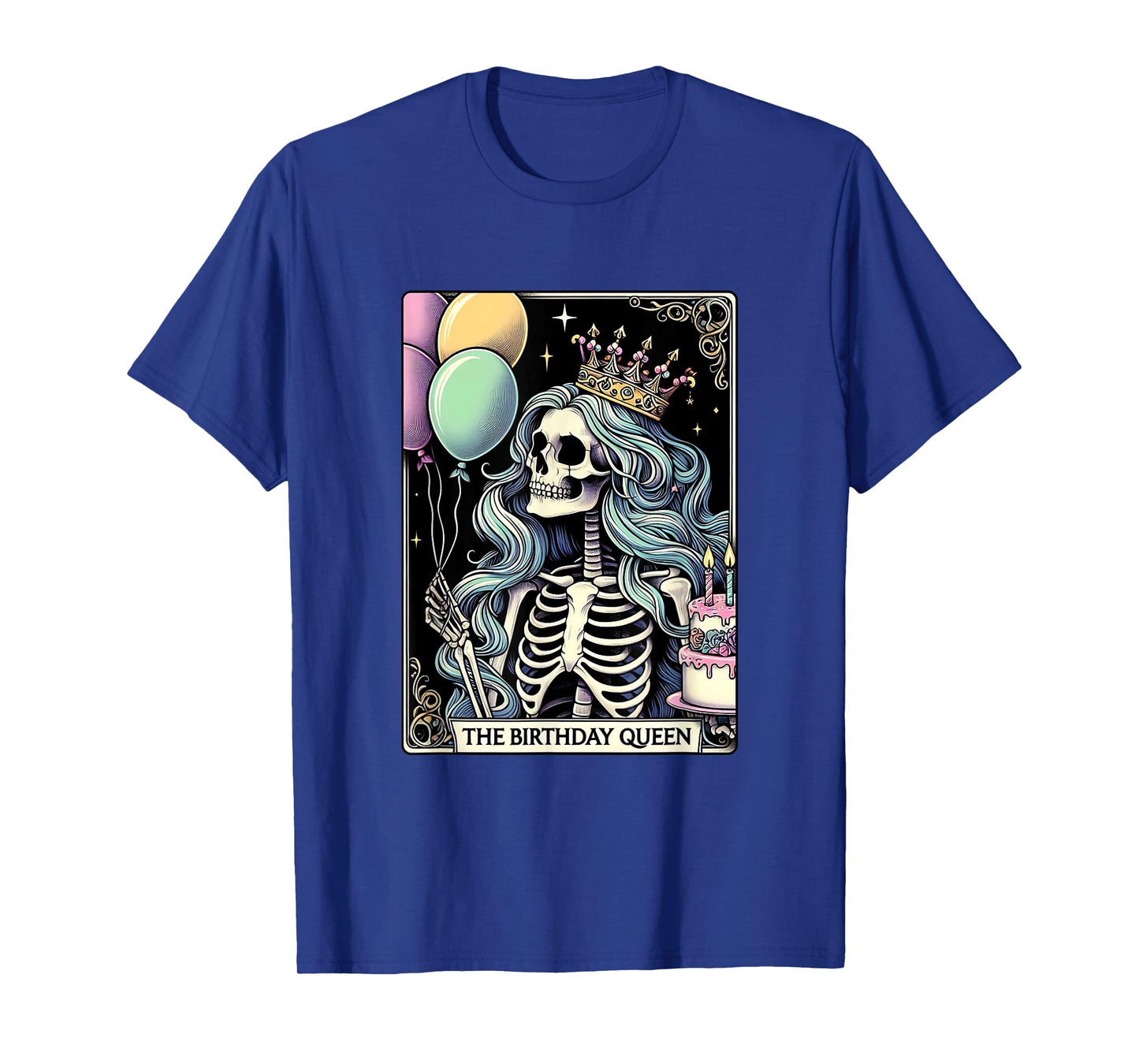 Birthday Queen Tarot Card Cute Gothic Skeleton Women Girls T-Shirt