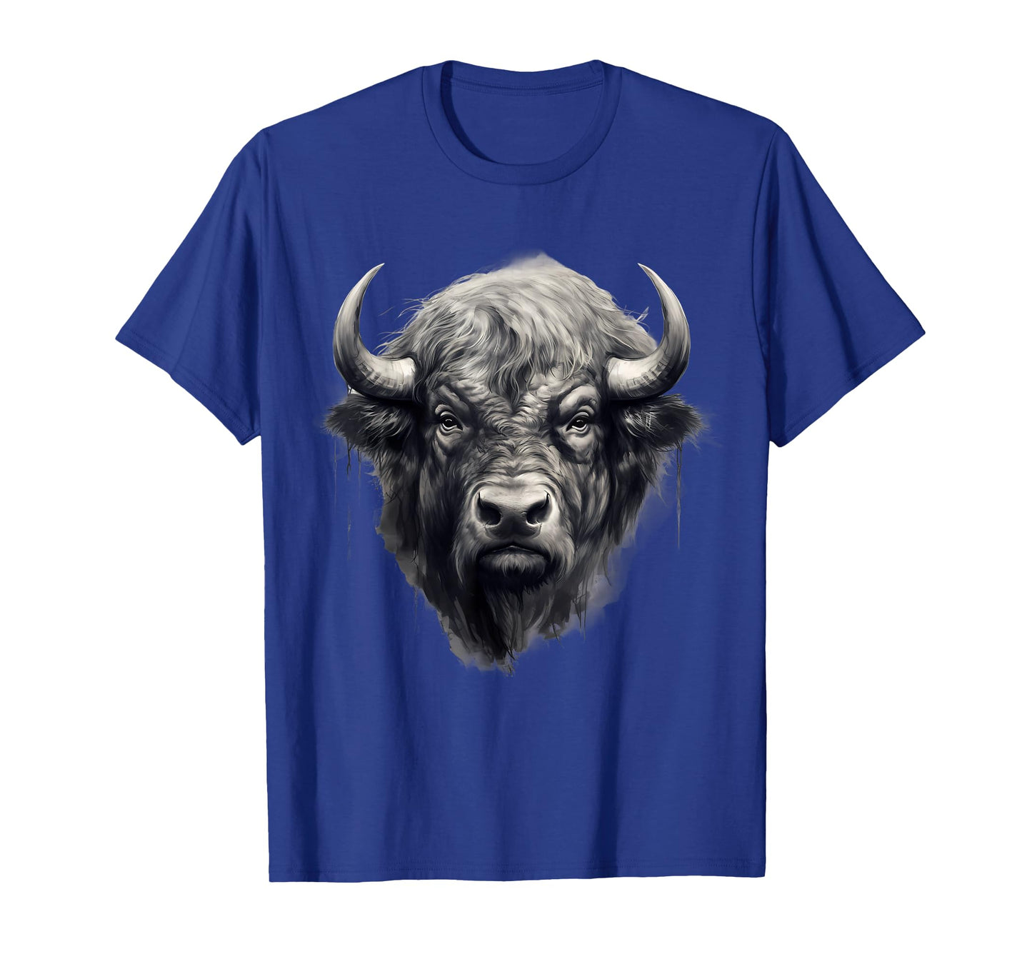 Buffalo Drawing Bison Portrait Nature Artwork Animal Print T-Shirt