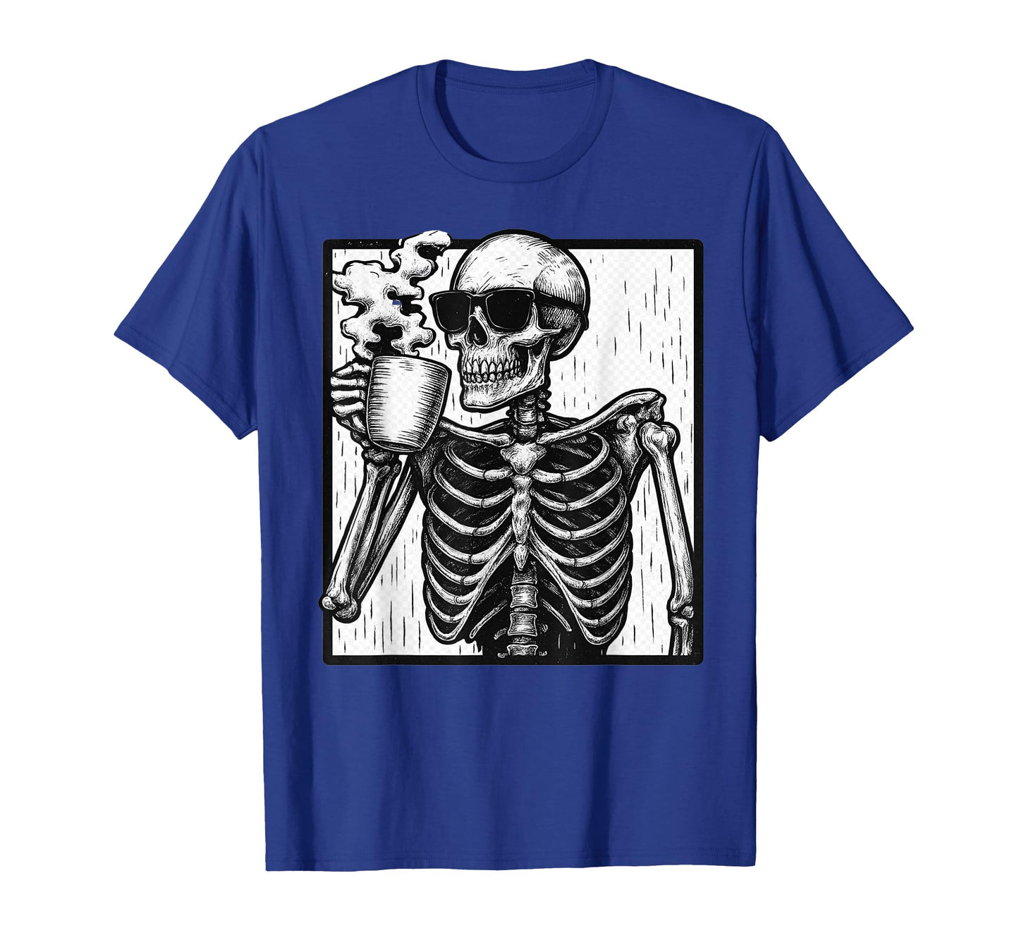 Funny Halloween Skeleton Drinking Coffee Trending Design T-Shirt