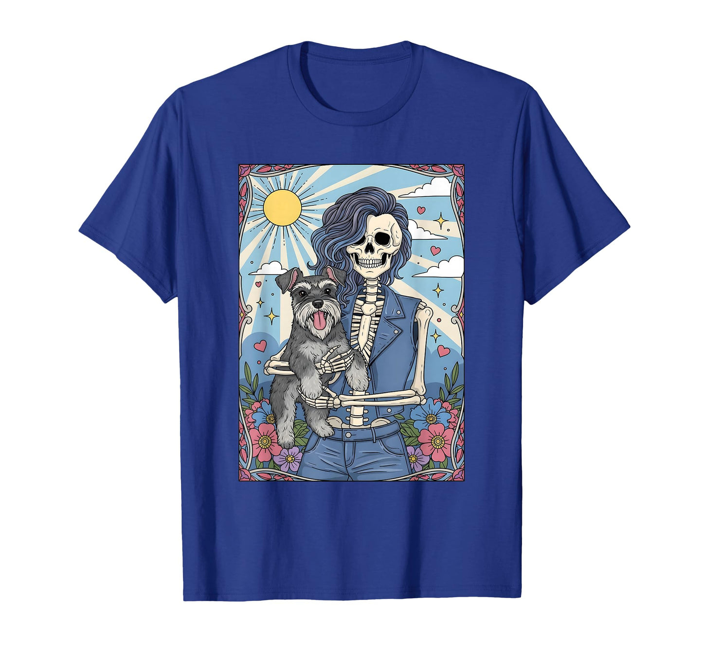 Miniature Schnauzer Tarot Card Halloween Costume Skeleton T-Shirt