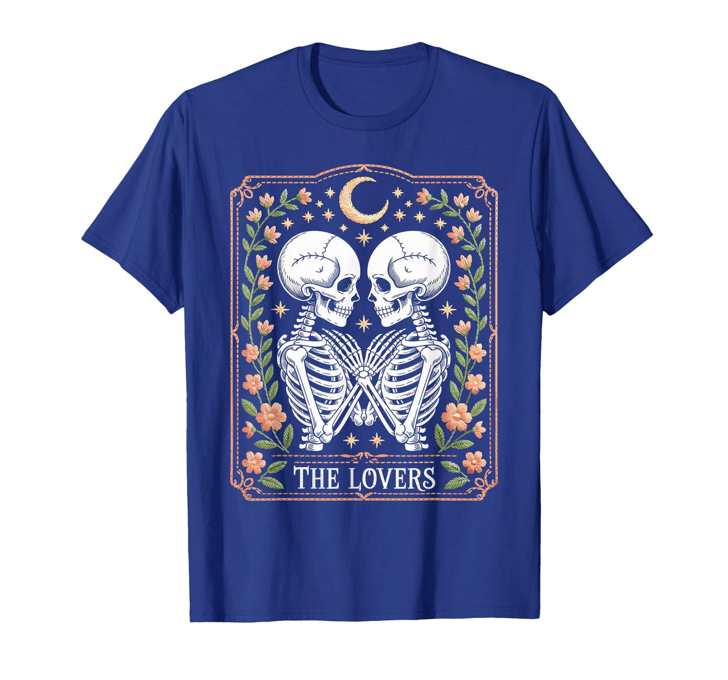 Gothic Lovers Skeleton Tarot Card Halloween Skull Couple T-Shirt