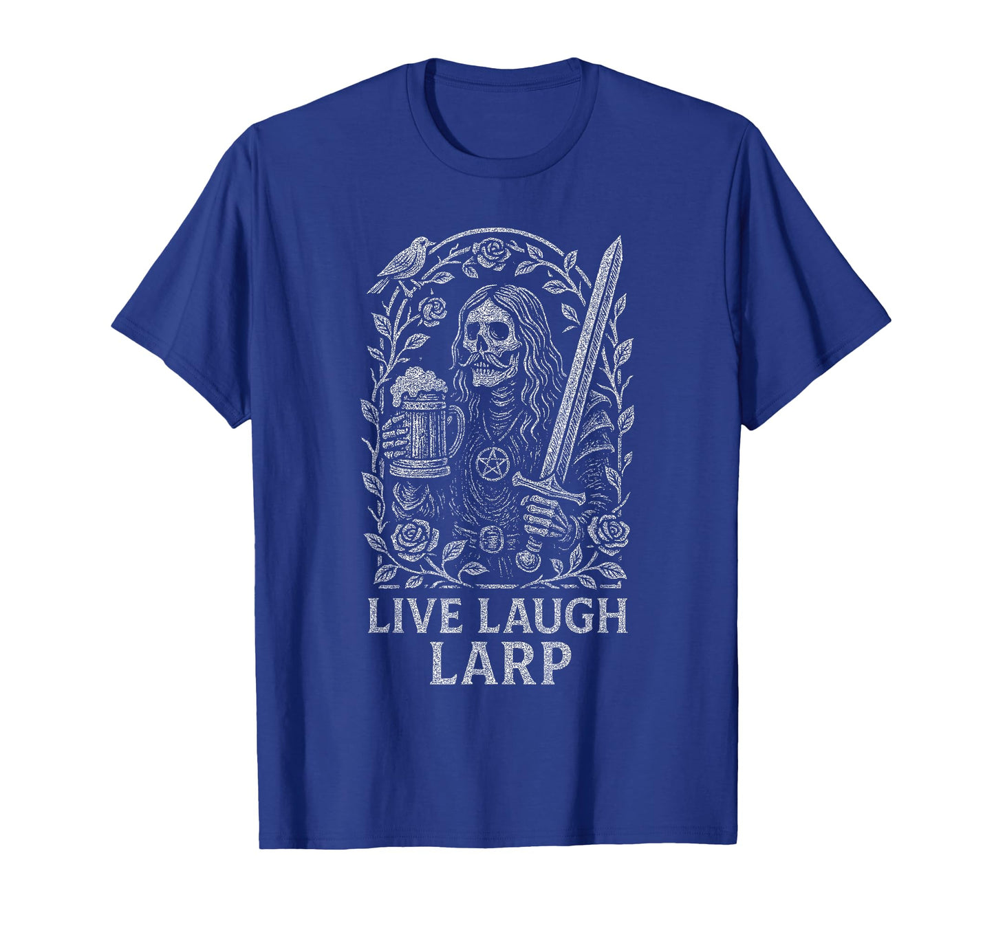 Live Laugh LARP Fantasy Warrior Skeleton Graphic T-Shirt