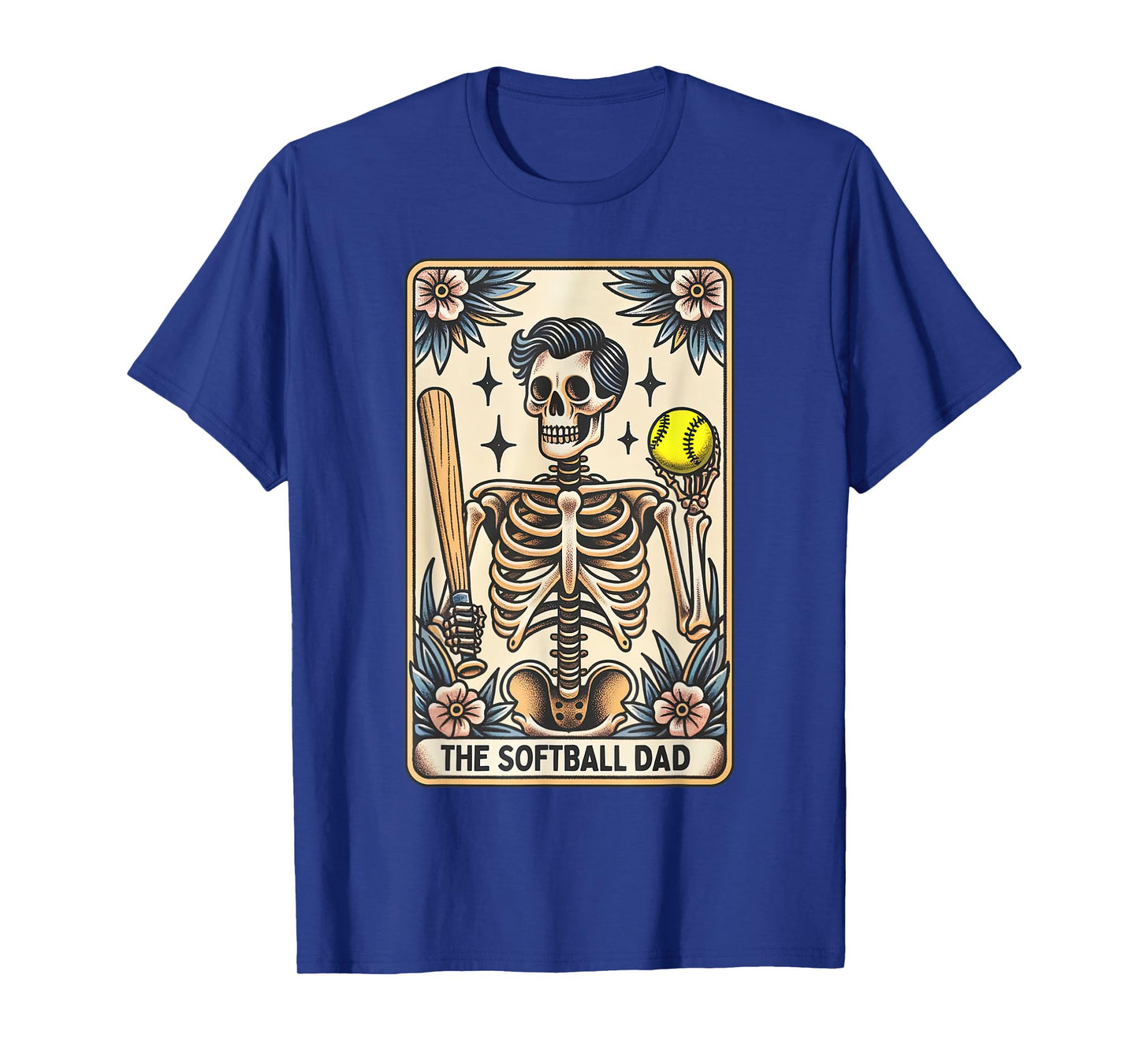 Retro Softball Dad Tarot Card Skeleton Witchy Vibes T-Shirt