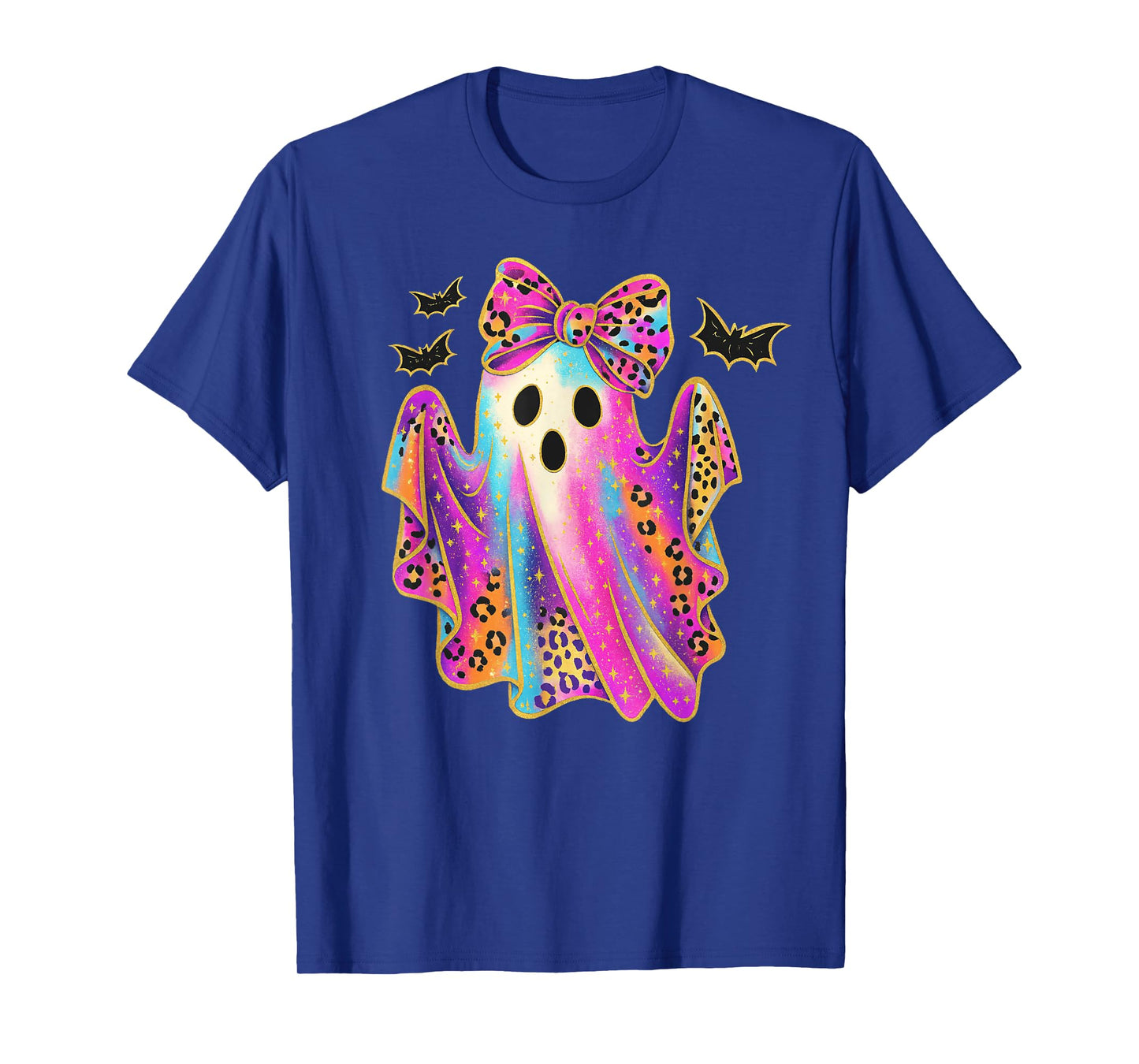 Halloween Girly Leopard Ghost Coquette Spooky Season Kids T-Shirt