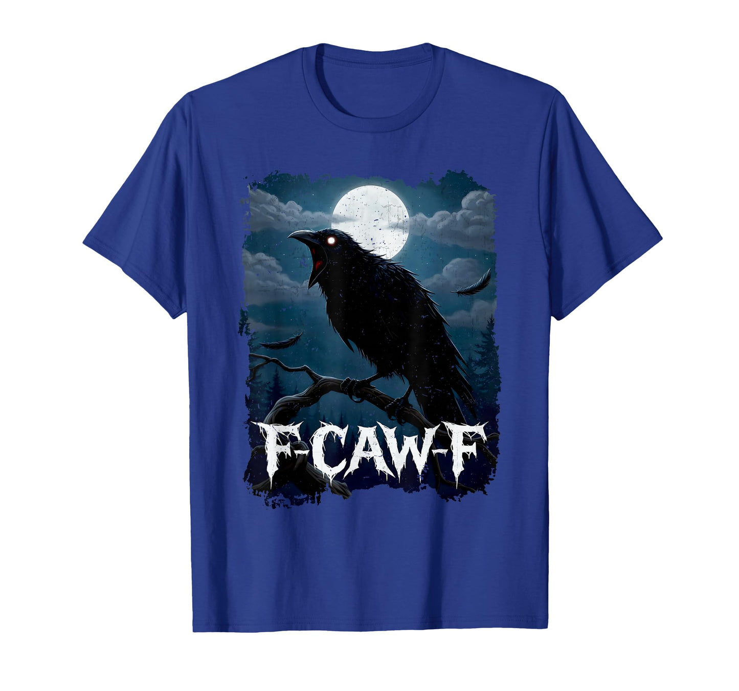 Funny Crow F-CAW-F Graphic Gothic Black Raven Moon Halloween T-Shirt
