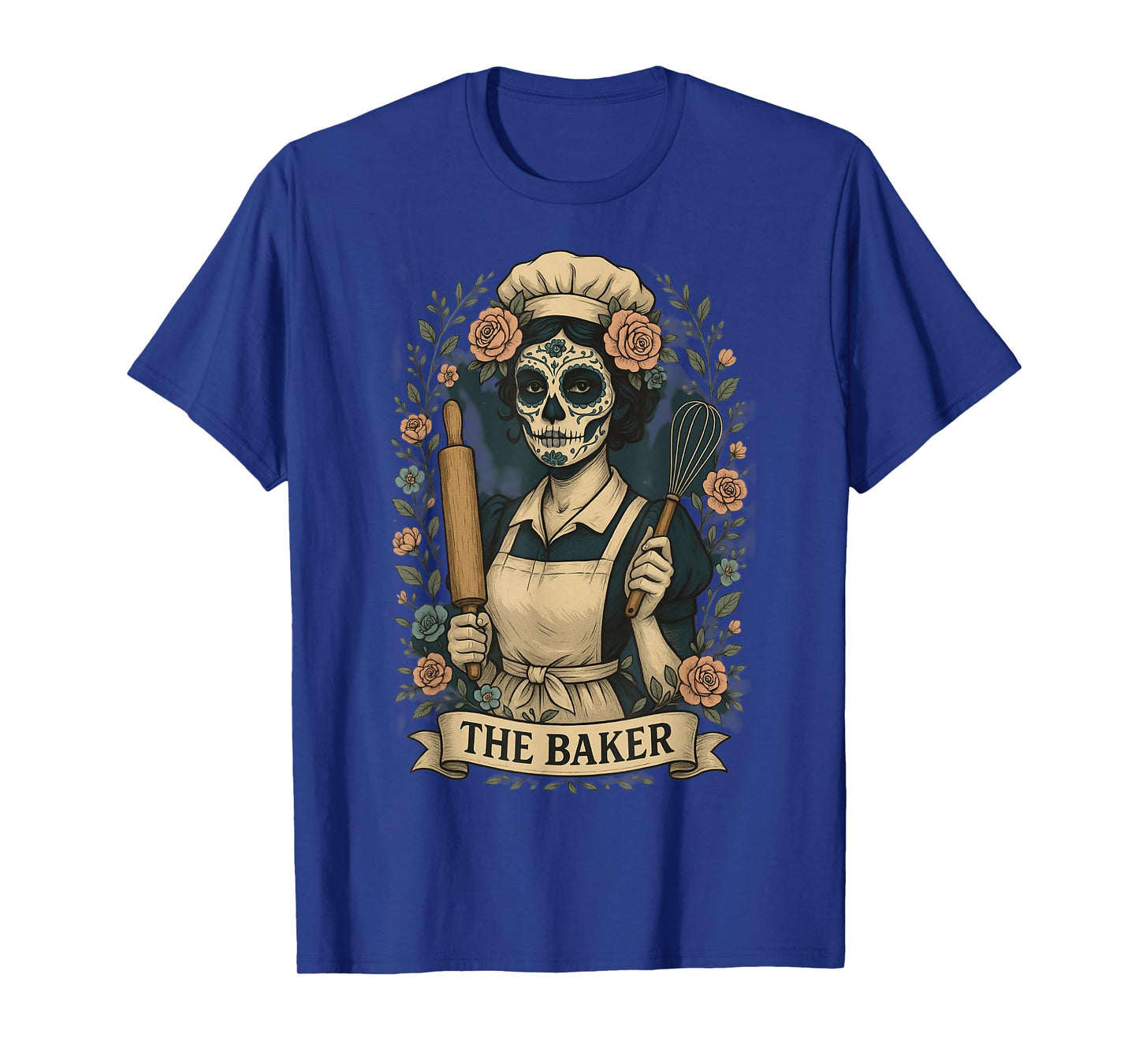 The Baker Skeleton Baking Halloween Skull Cook Witchy Chef T-Shirt