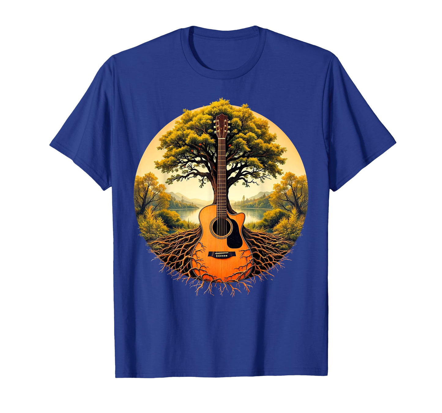 Acoustic Guitar Tree of Life Lake & Forest Nature Guitarist T-Shirt