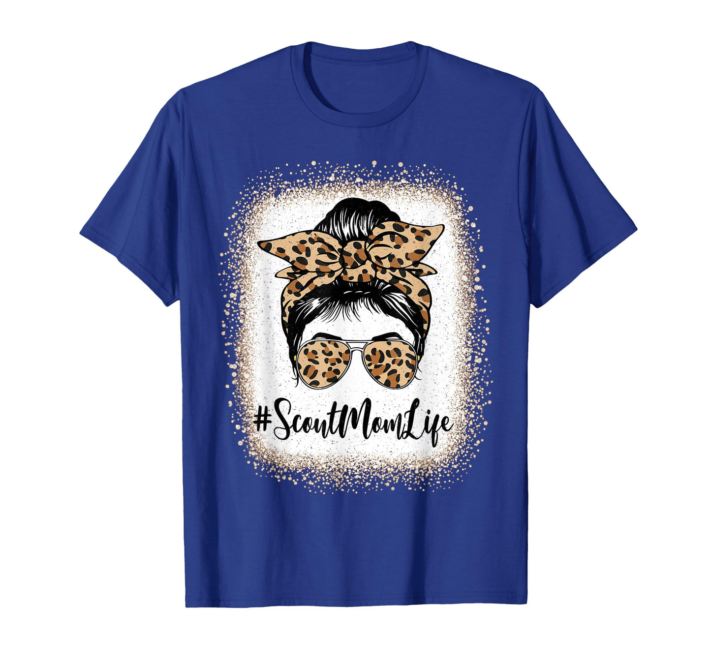 Scout Mom Life Bleached Leopard Messy Bun Mother's day T-Shirt