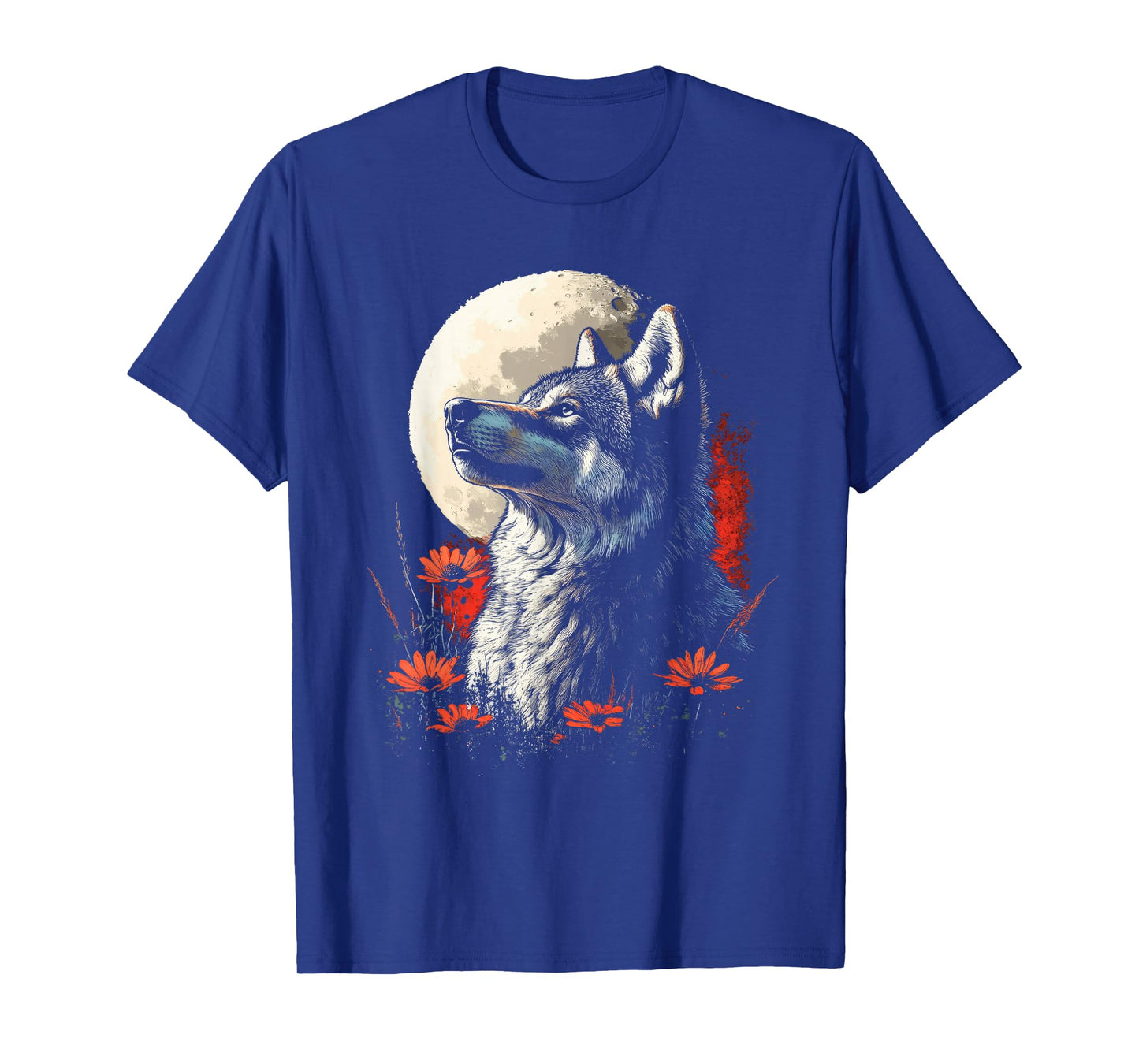 Graphic Tees Women Men Teens Kids Wolf Animal Moon & Flowers T-Shirt