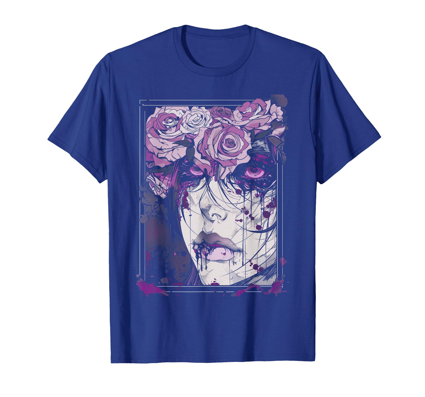 Anime European Goth Castle Sad Flower Art Purple Beauty T-Shirt
