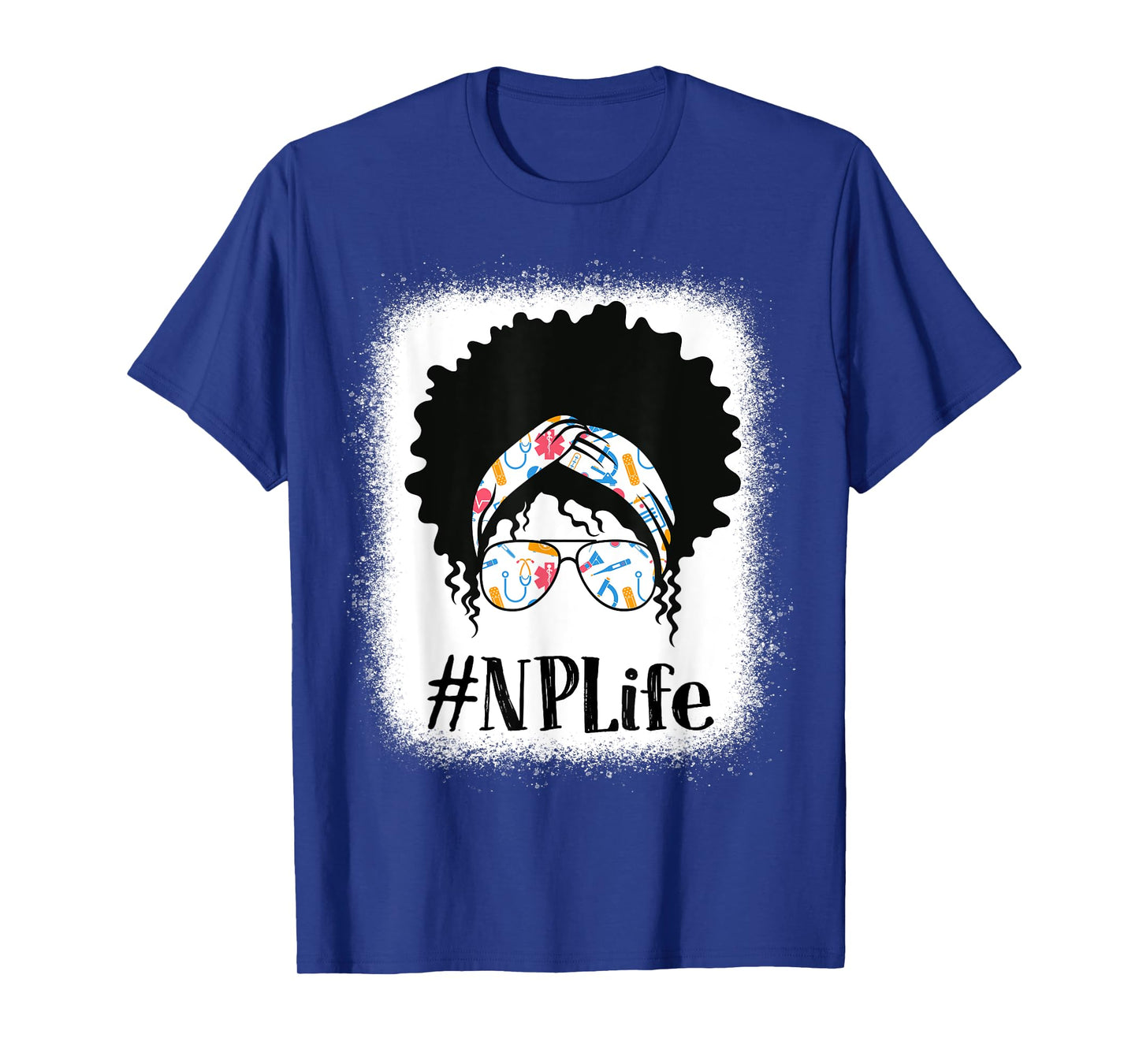 NP Nurse Practitioner Black Afro Messy Bun African American T-Shirt