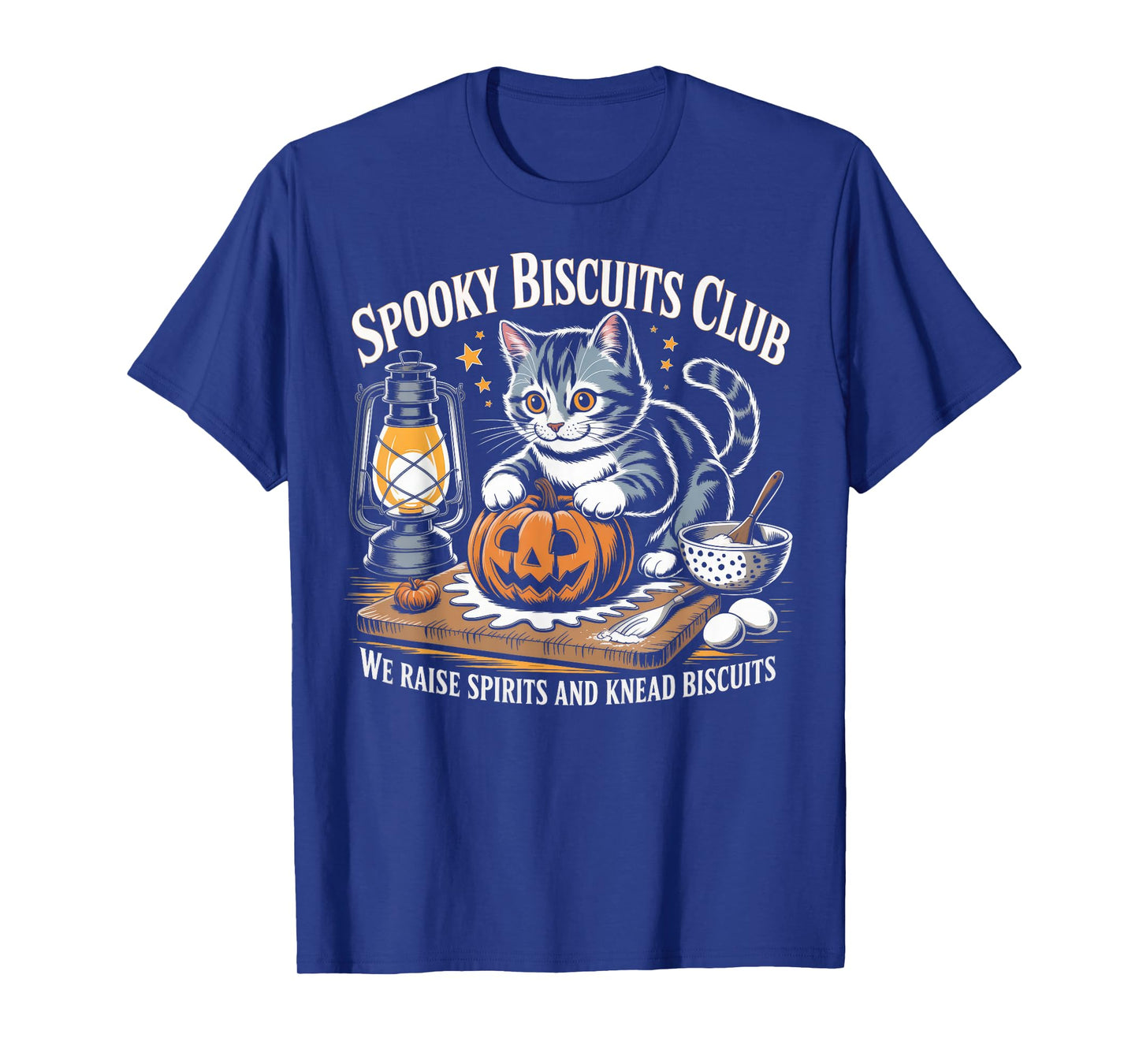 Spooky Biscuits Club Halloween Skeleton Baking Cat T-Shirt