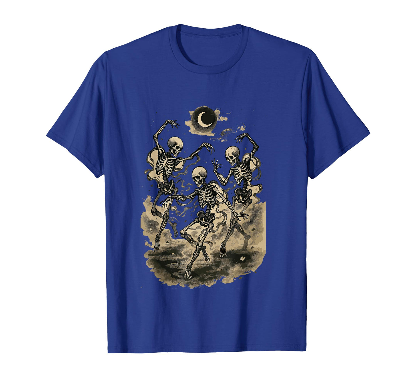 Dancing Skeletons Under Moon Gothic Design T-Shirt