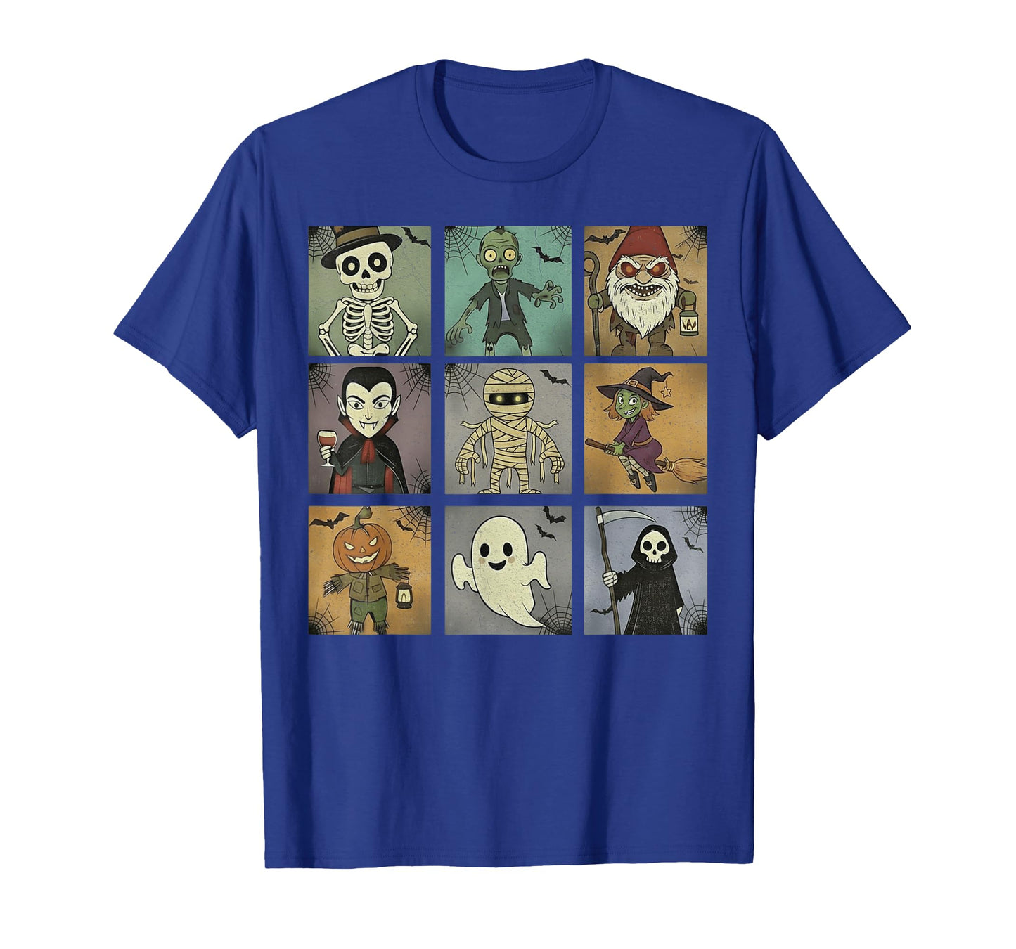 Cute Halloween Monsters Vintage Cartoon Grid Art. T-Shirt