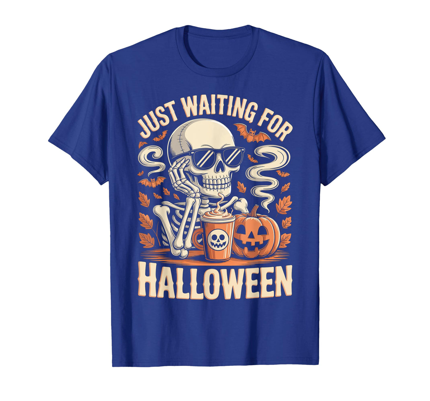 Just Waiting for Halloween Skeleton Coffee Jack Or Lantern T-Shirt