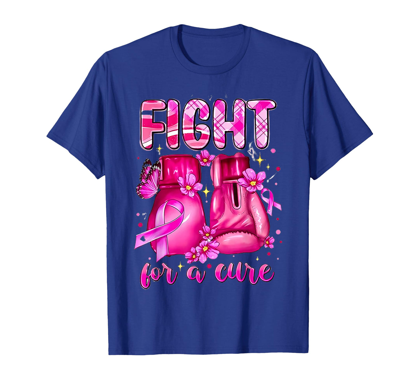 Fight For A Cure Pink Boxing Gloves Breast Cancer Awareness T-Shirt