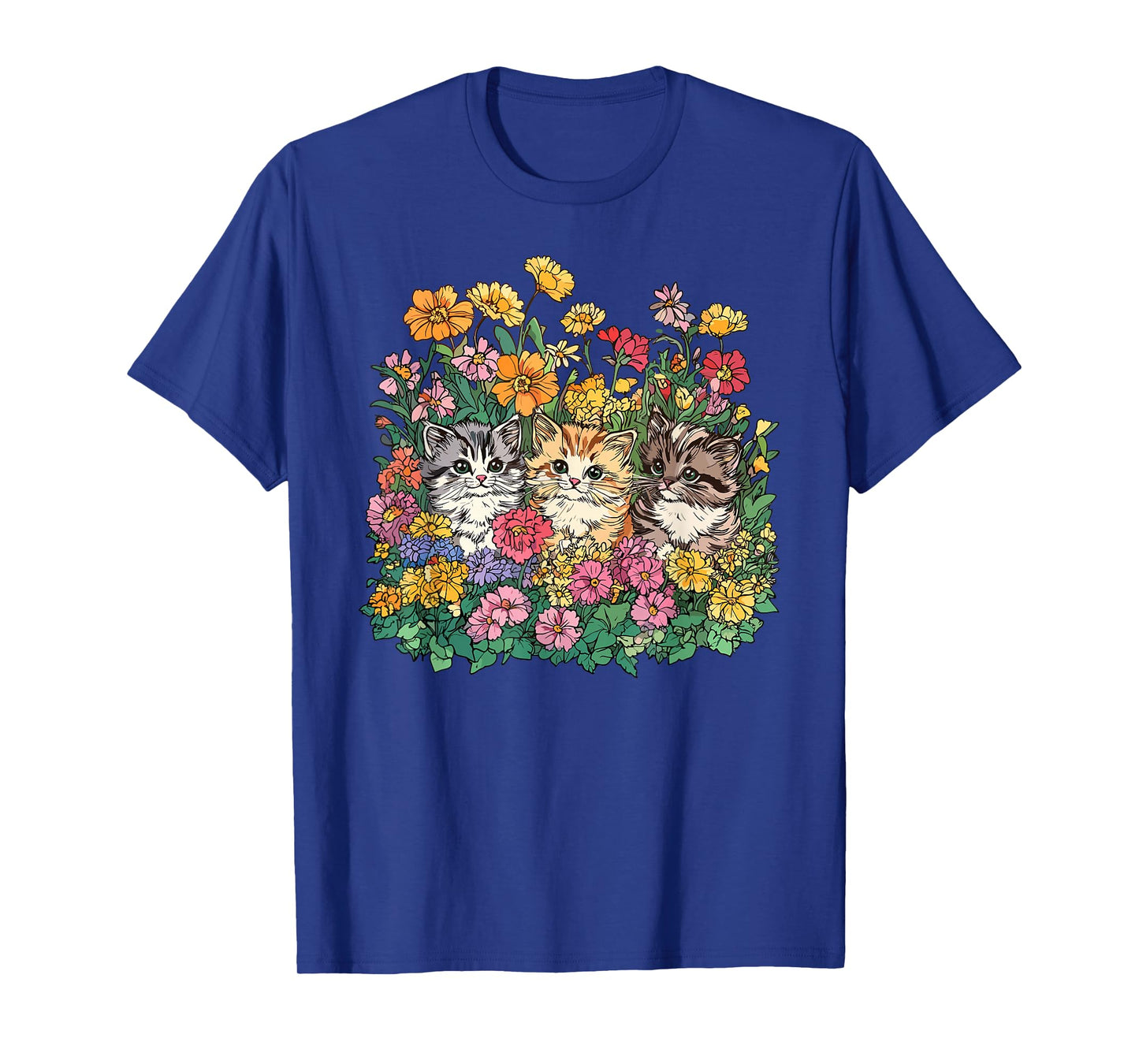 Floral Cats In Garden T-Shirt