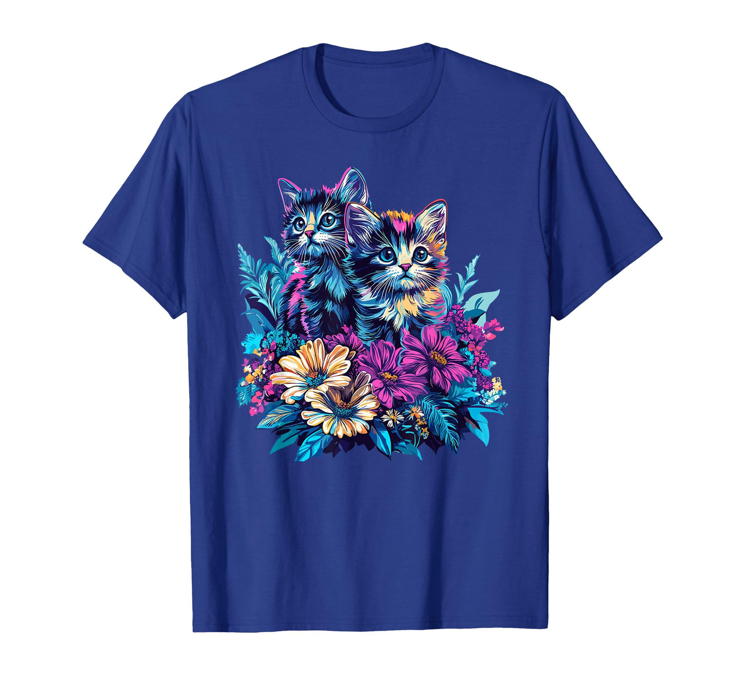 Adorable Kittens With Colorful Flowers T-Shirt