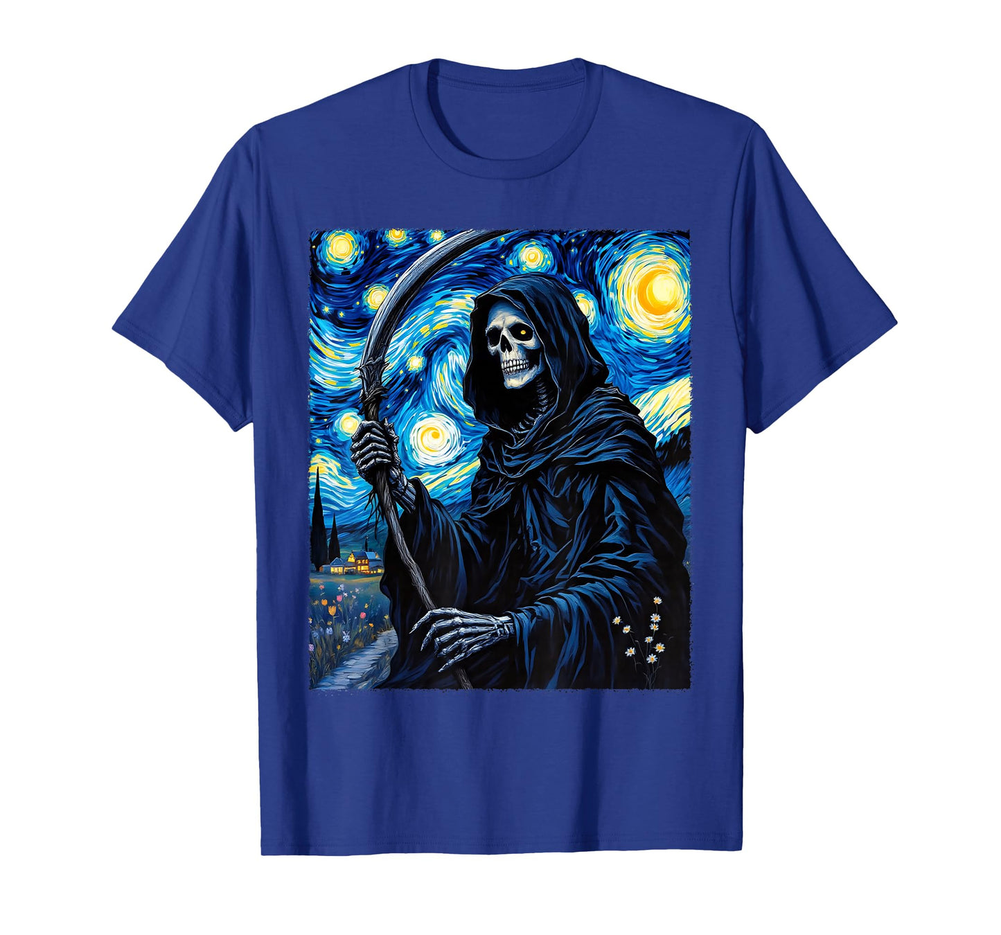 Grim Reaper Van Gogh Halloween Starry Night Party Costume T-Shirt