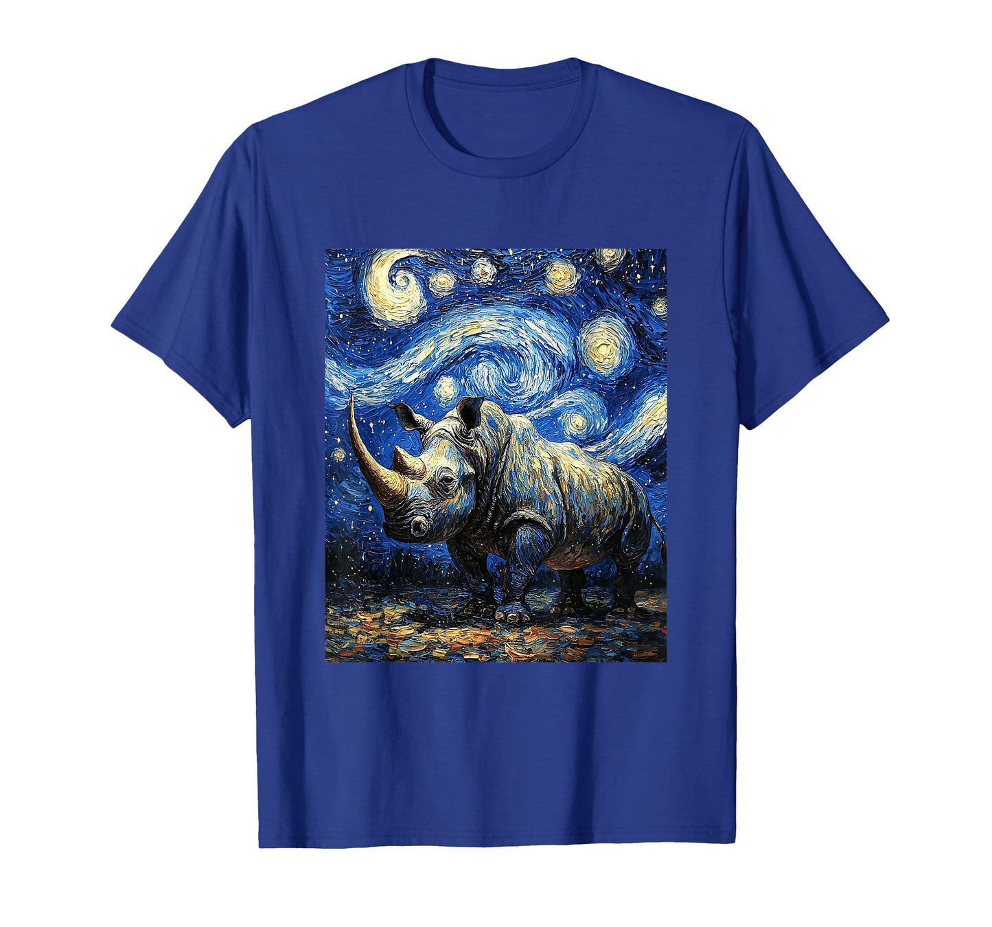 Rhino Rhinoceros - Van Gogh Style - Starry Night T-Shirt
