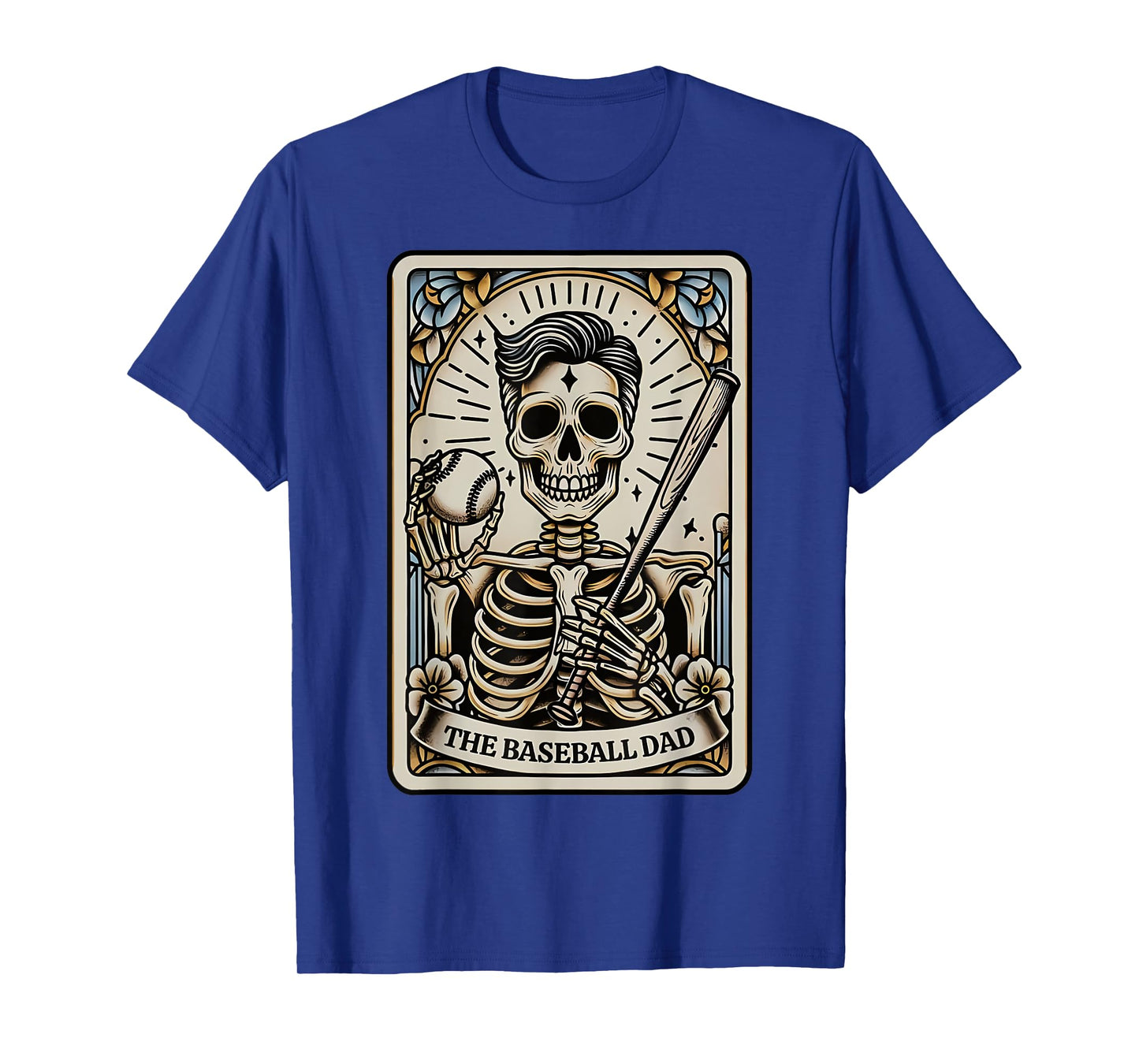Funny Skeleton Baseball Dad Tarot Card Halloween Sport Lover T-Shirt