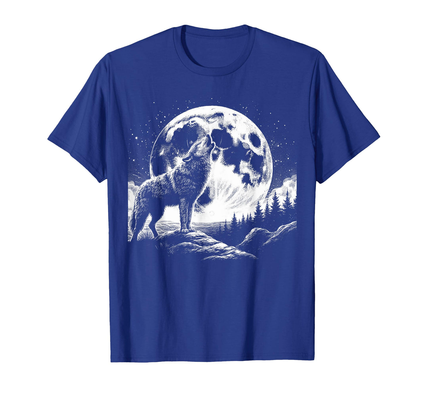 Wolf Howling Moon Graphic Tee -Nature Wildlife Forest Animal T-Shirt