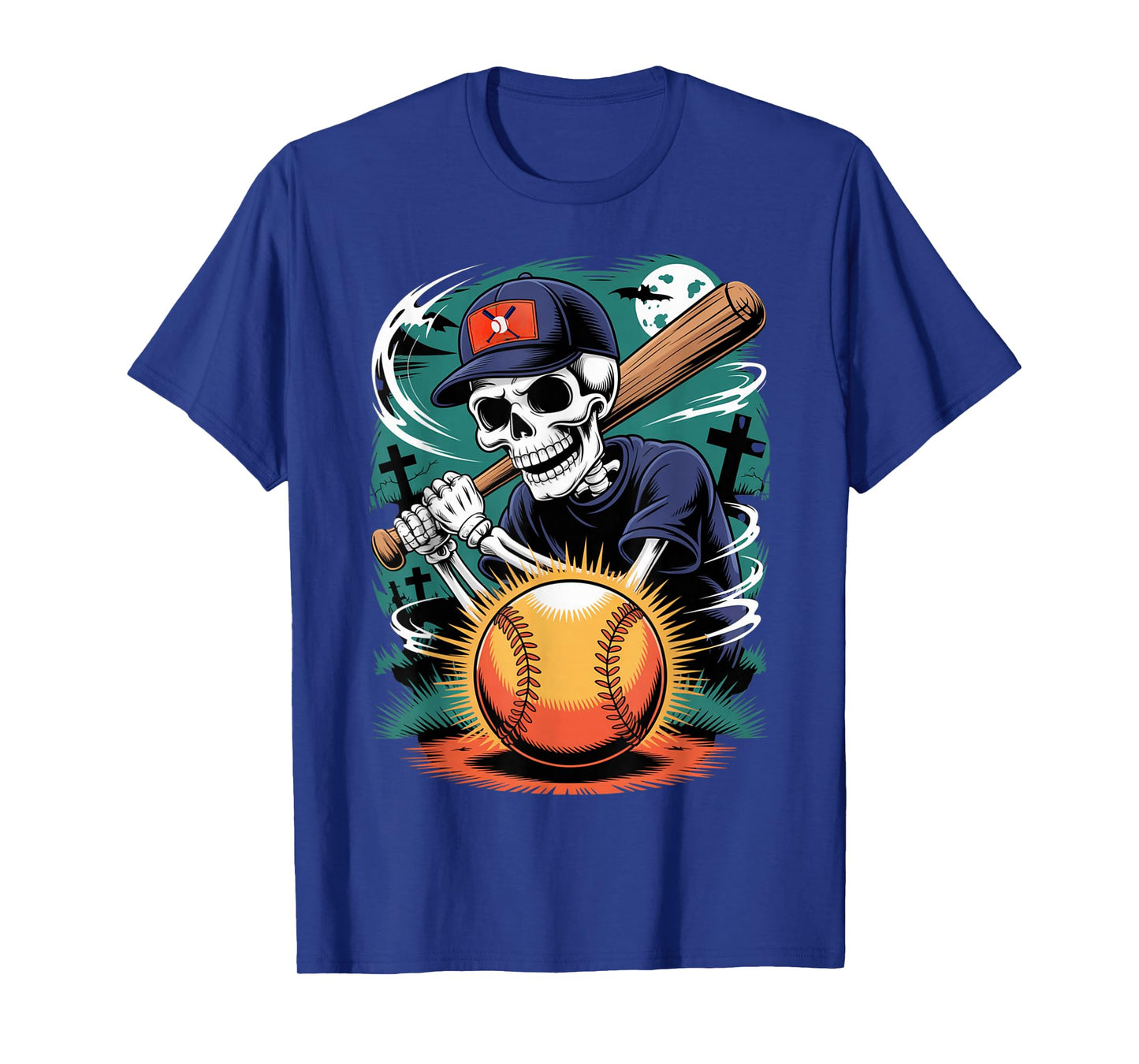 Funny Baseball Skeleton Spooky Sports Halloween T-Shirt