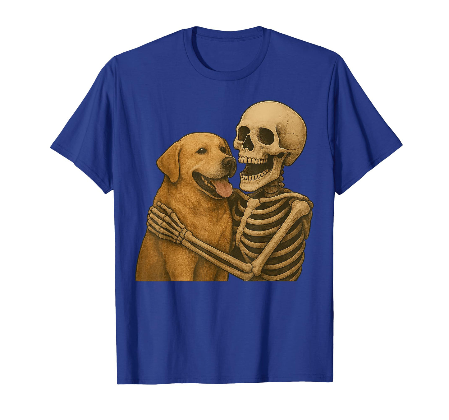 Skeleton Hugging Labrador Retriever Halloween Dog Mom Dad T-Shirt