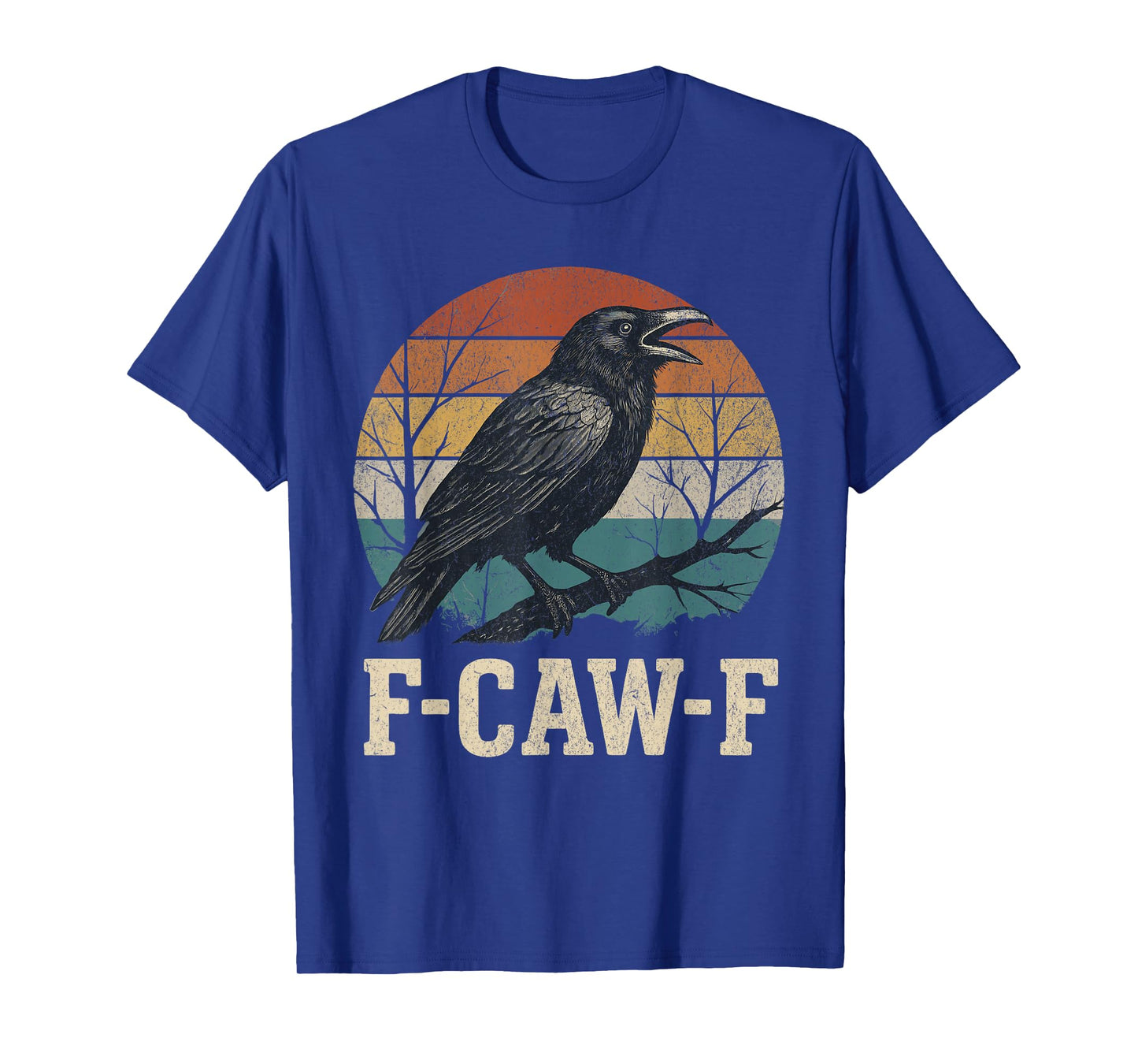 F-Caw-F Black Crow Black Bird Retro Sunset Vintage Humor T-Shirt