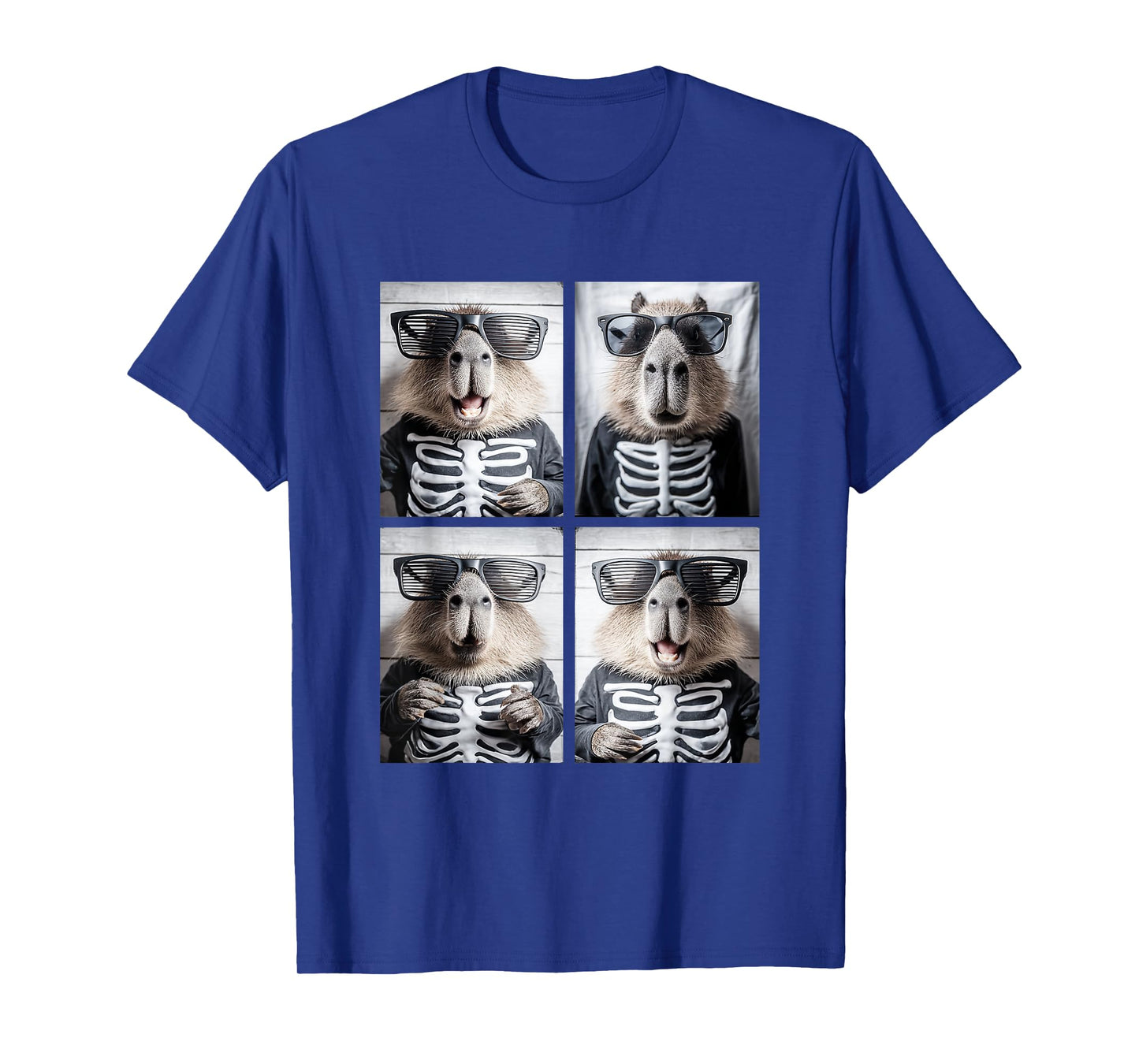 Capybaras with Sunglasses Skeleton Costume Funny Halloween T-Shirt