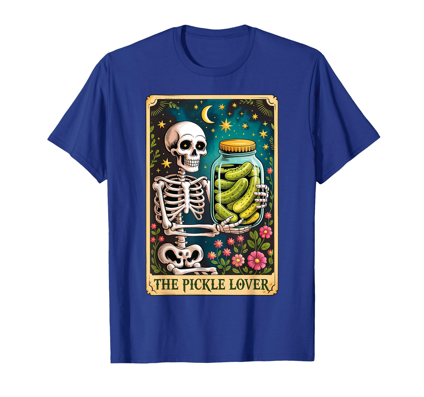 The Pickle Lover Tarot Card Funny Pickle Skeleton Halloween T-Shirt