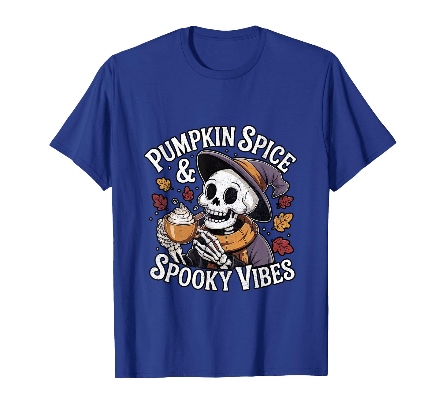 Pumpkin Spice and Spooky Vibes Halloween Woman Cute Funny T-Shirt