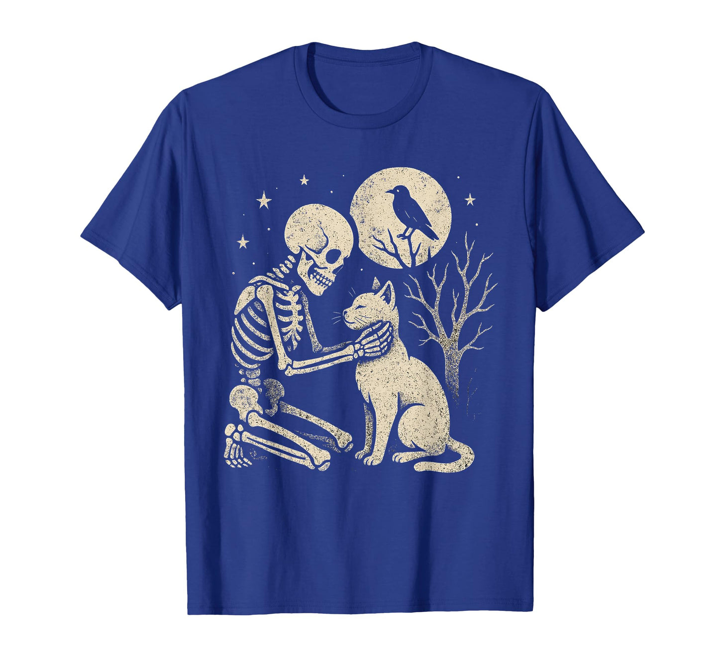 Halloween Skeleton Hugging Cat Mom Dad T-Shirt